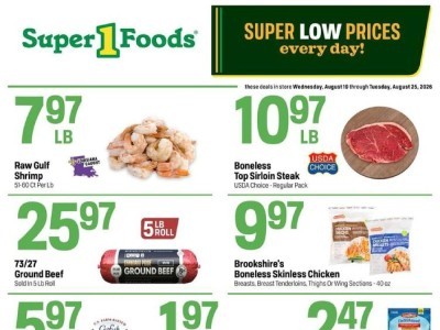 Thumbnail - Super1Foods hotsheetweekly Flyer - 08/19/2026 - 08/25/2026