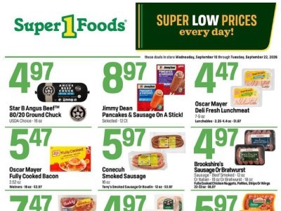 Thumbnail - Super1Foods hotsheetweekly Flyer - 09/16/2026 - 09/22/2026