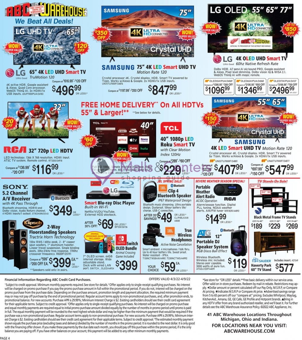 ABC Warehouse Weekly ad valid from 04/03/2022 to 04/09/2022 MallsCenters