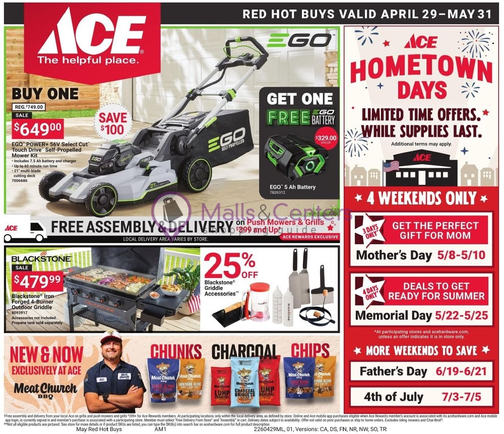 Weekly ad for Ace Hardware valid: 04/29/2026 - 05/31/2026, page 1