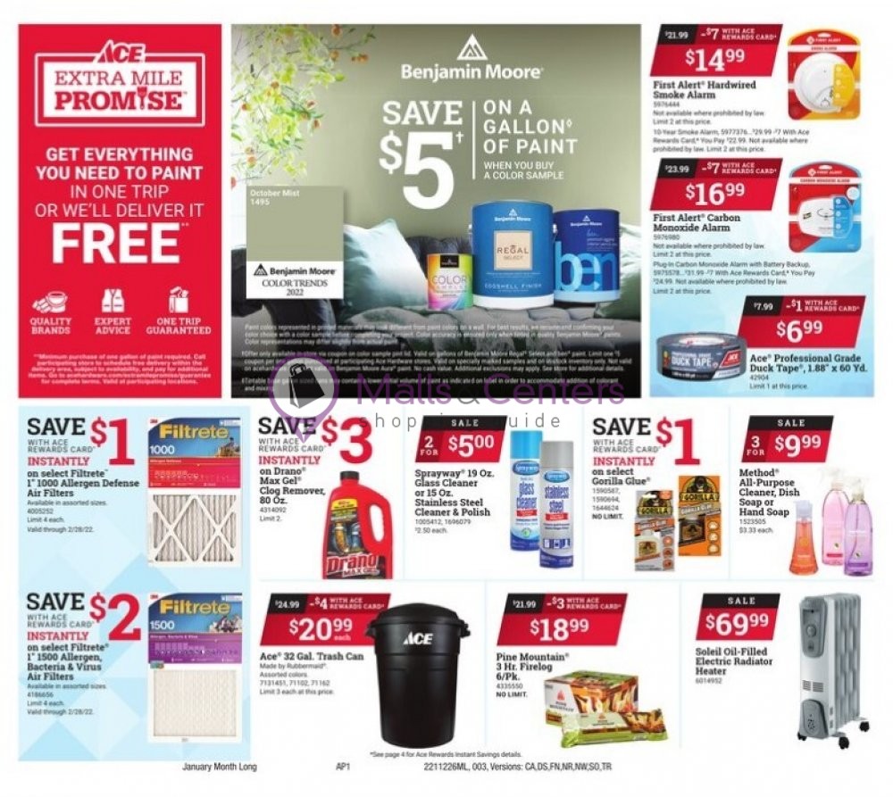 Ace Hardware Weekly ad valid from 12/26/2021 to 01/31/2022 MallsCenters