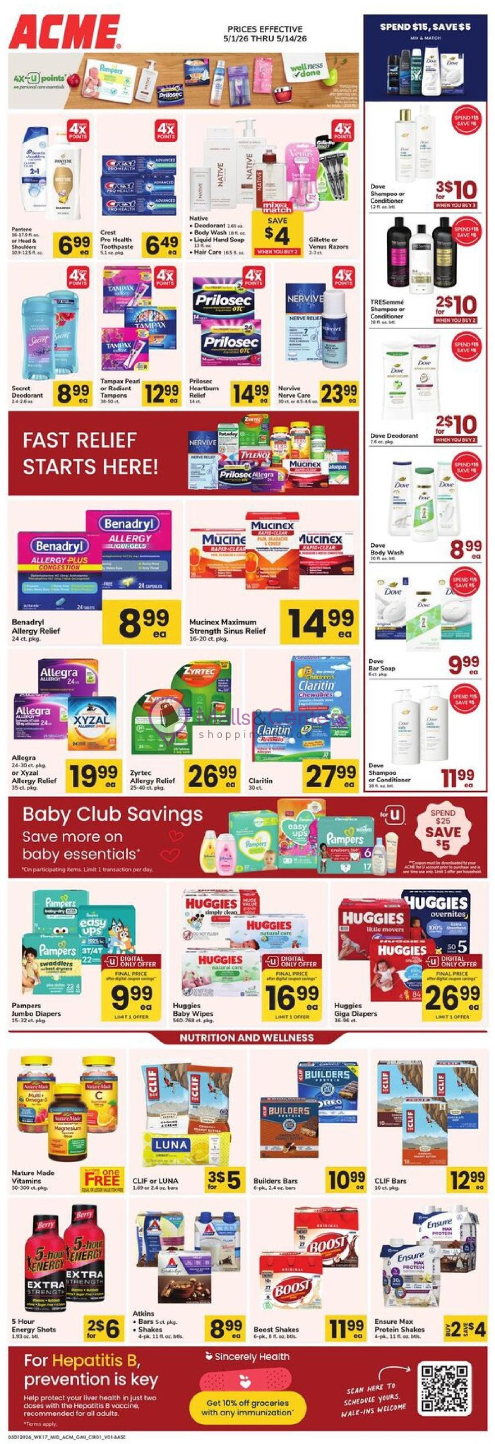Weekly ad for Acme valid: 05/01/2026 - 05/14/2026, page 1