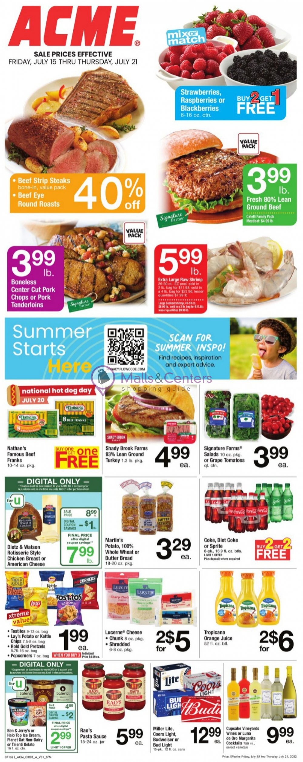 Acme Weekly ad valid from 07/15/2022 to 07/21/2022 MallsCenters