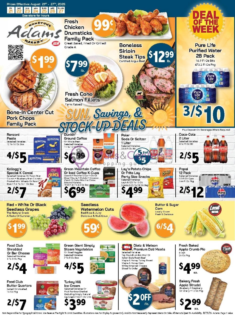 Weekly ad for Adams hometown market valid: 08/21/2026 - 08/27/2026, page 1
