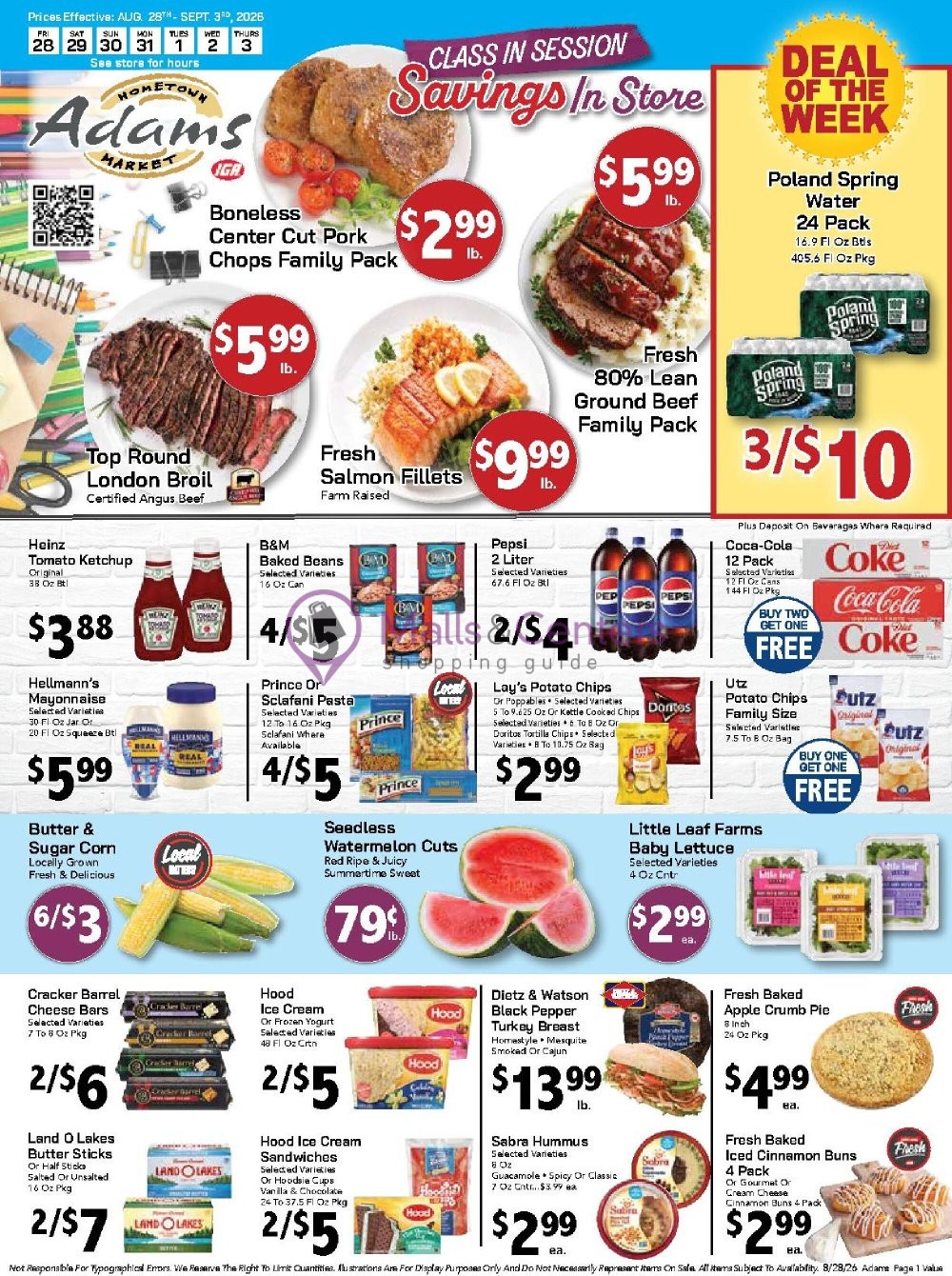 Weekly ad for Adams hometown market valid: 08/28/2026 - 09/03/2026, page 1