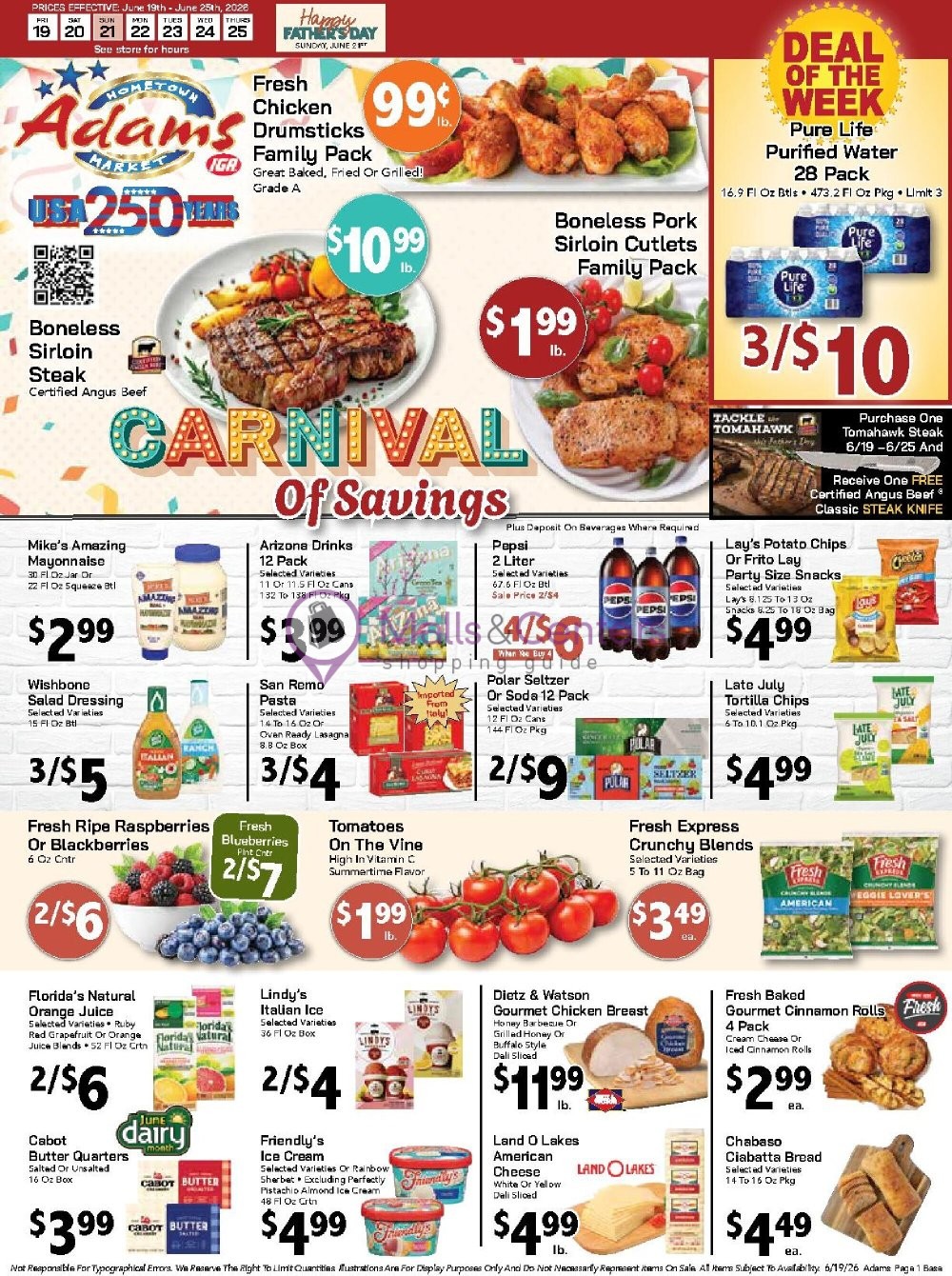 Weekly ad for Adams hometown market valid: 06/19/2026 - 06/25/2026, page 1