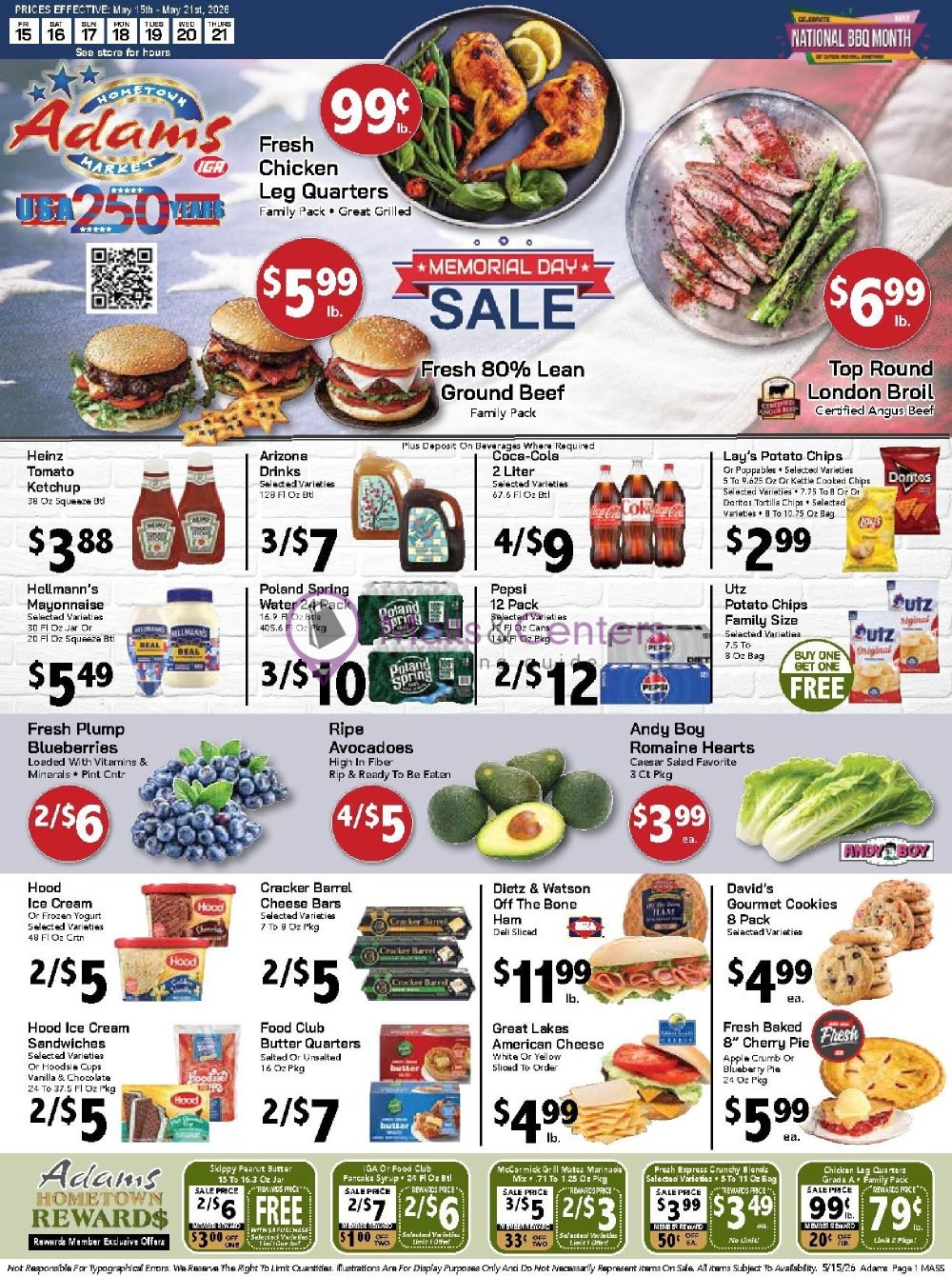 Weekly ad for Adams hometown market valid: 05/15/2026 - 05/21/2026, page 1