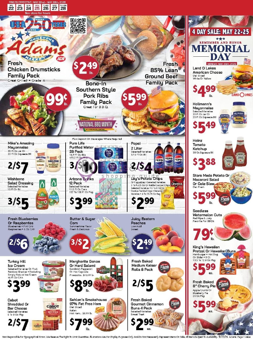 Weekly ad for Adams hometown market valid: 05/22/2026 - 05/28/2026, page 1