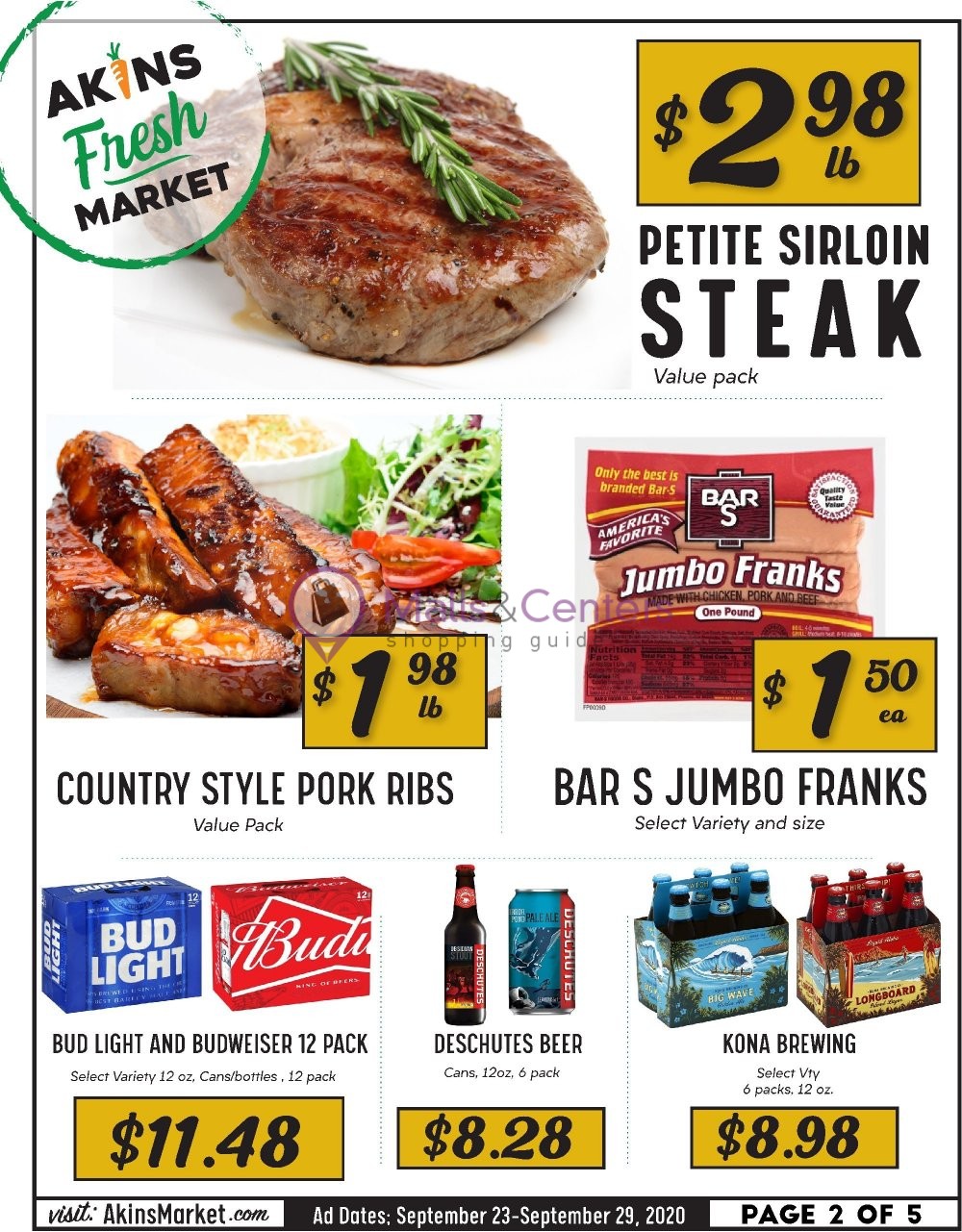 Akins Foods Weekly ad valid from 09/23/2020 to 09/29/2020 MallsCenters