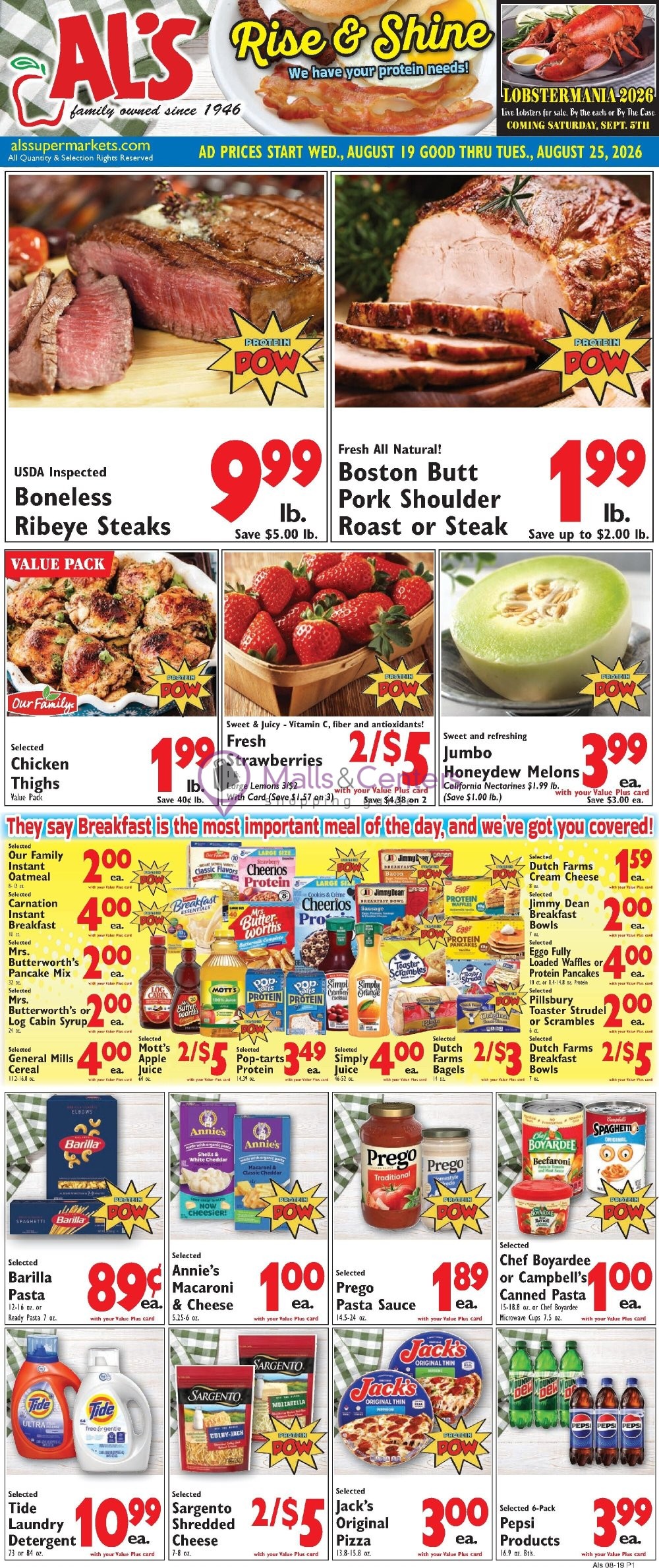 Weekly ad for Al's Supermarket valid: 08/19/2026 - 08/25/2026, page 1