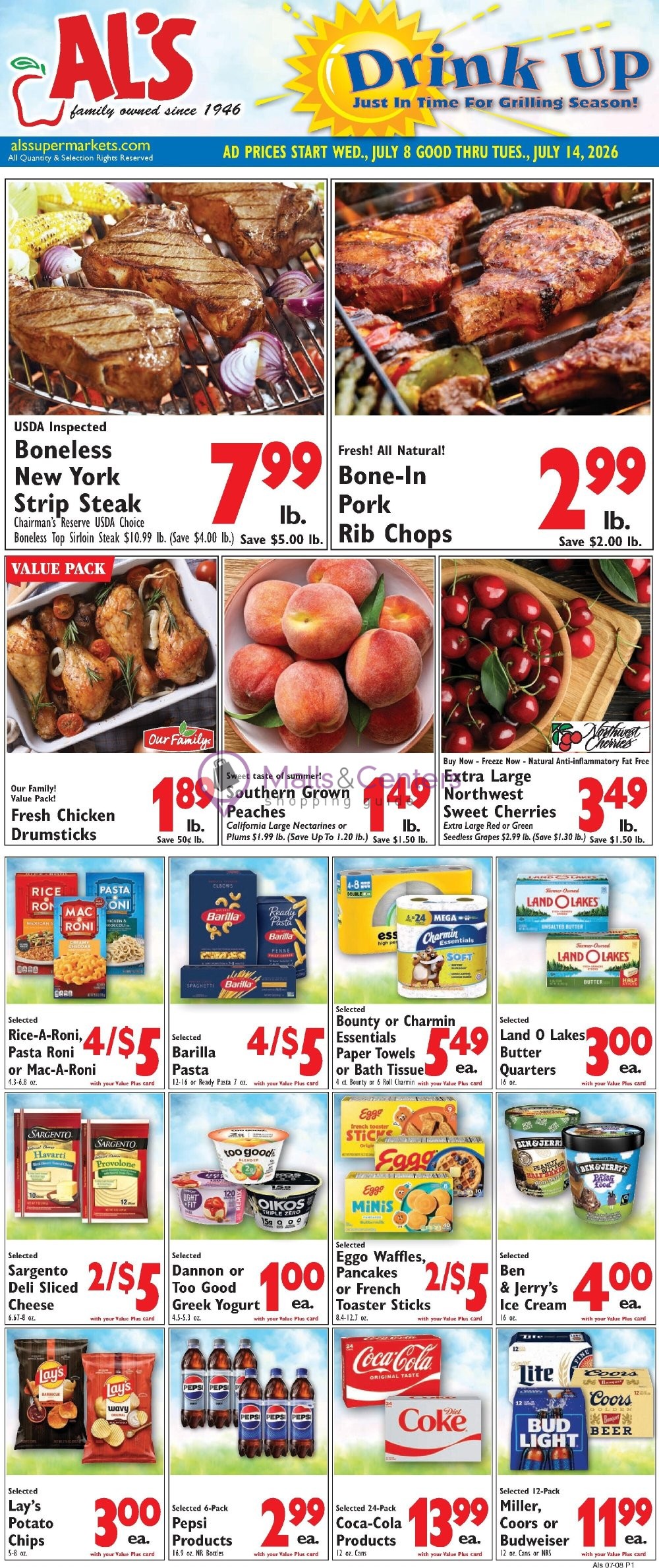 Weekly ad for Al's Supermarket valid: 07/08/2026 - 07/14/2026, page 1
