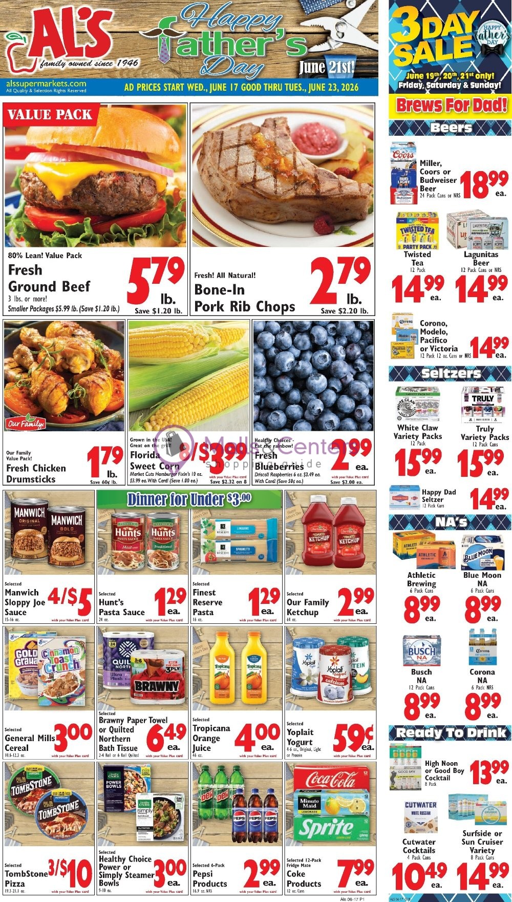 Weekly ad for Al's Supermarket valid: 06/17/2026 - 06/23/2026, page 1