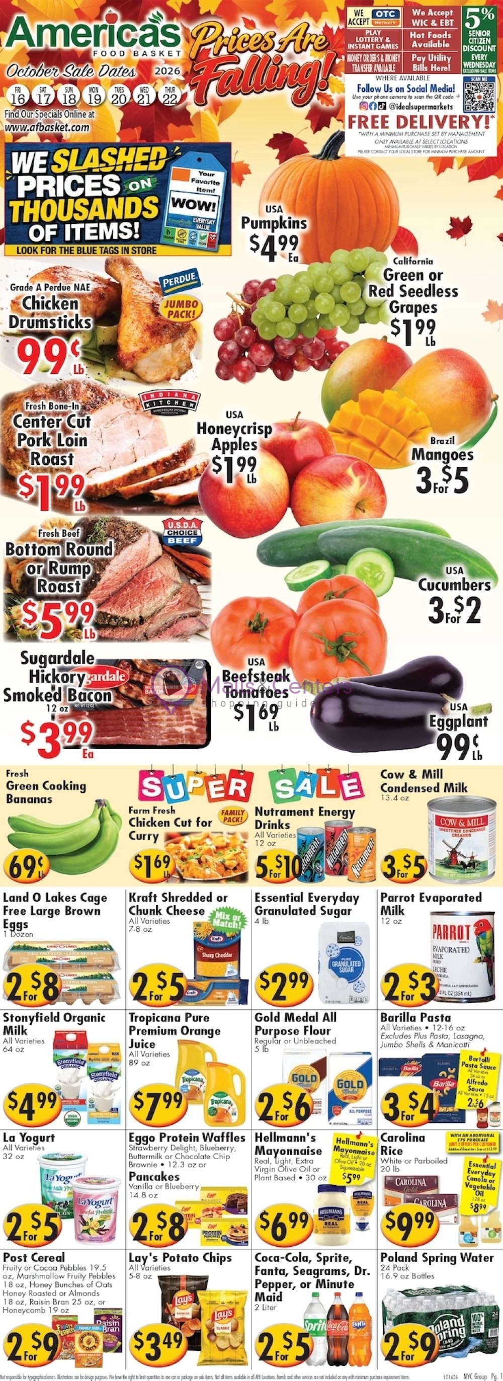 First page of weekly ad for America's Food Basket valid: 10/16/2026 - 10/22/2026