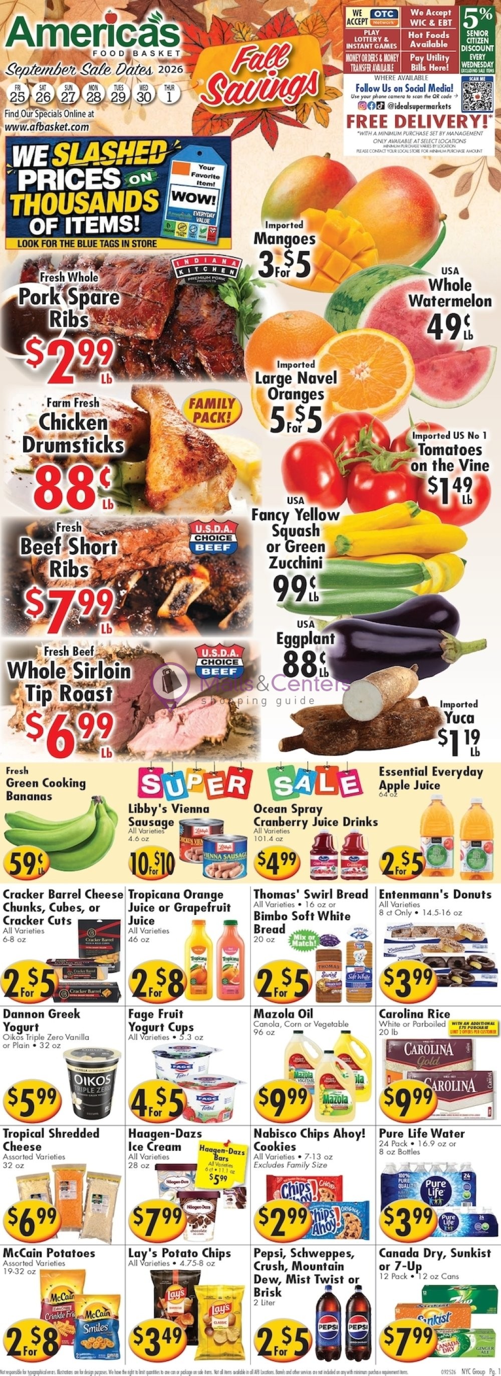 First page of weekly ad for America's Food Basket valid: 09/23/2026 - 09/29/2026