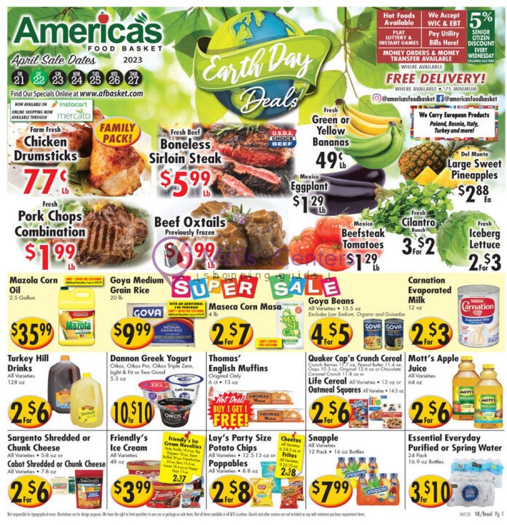 America's Food Basket Weekly ad valid from 04/21/2023 to 04/27/2023 MallsCenters