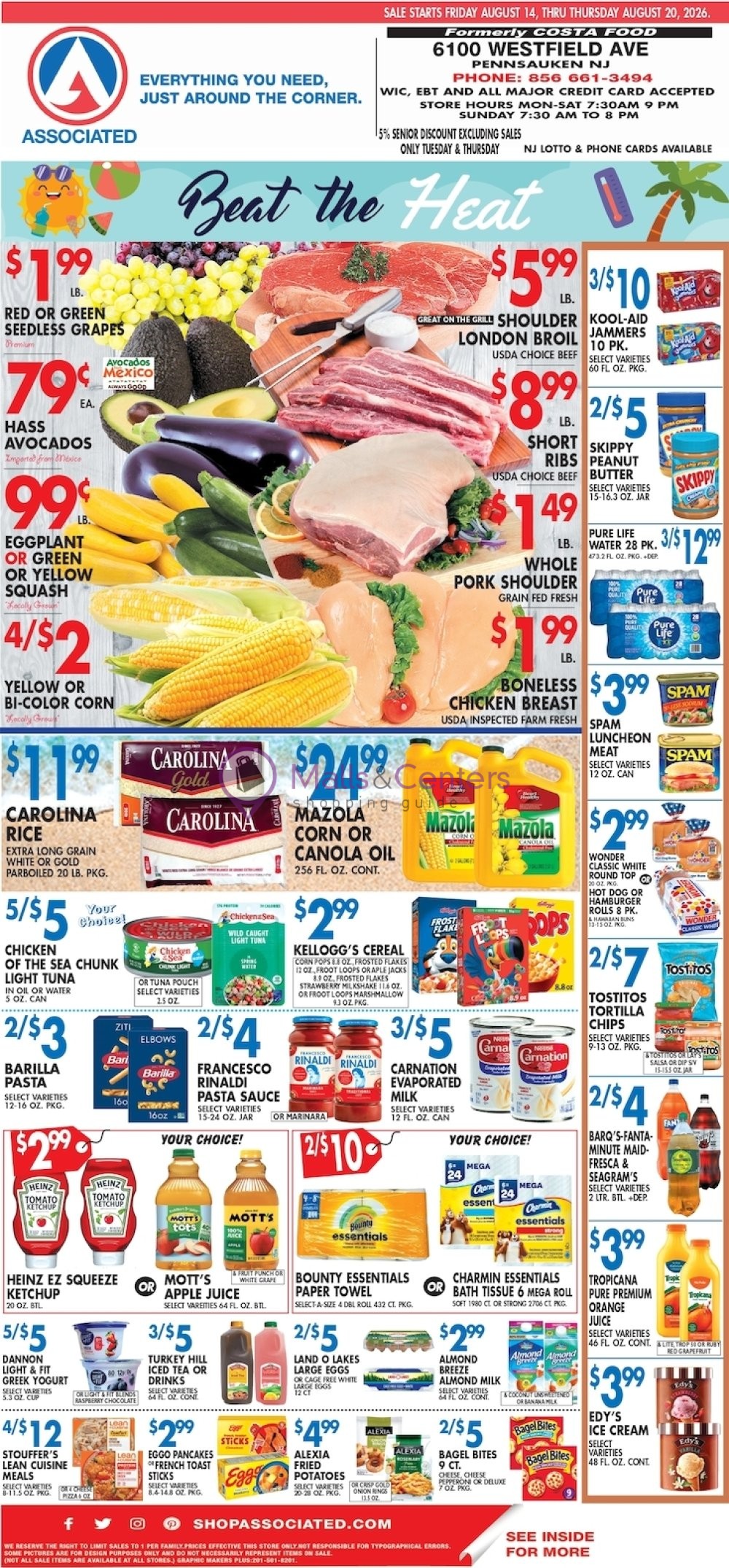 Weekly ad for Associated Supermarkets valid: 08/15/2026 - 08/20/2026, page 1