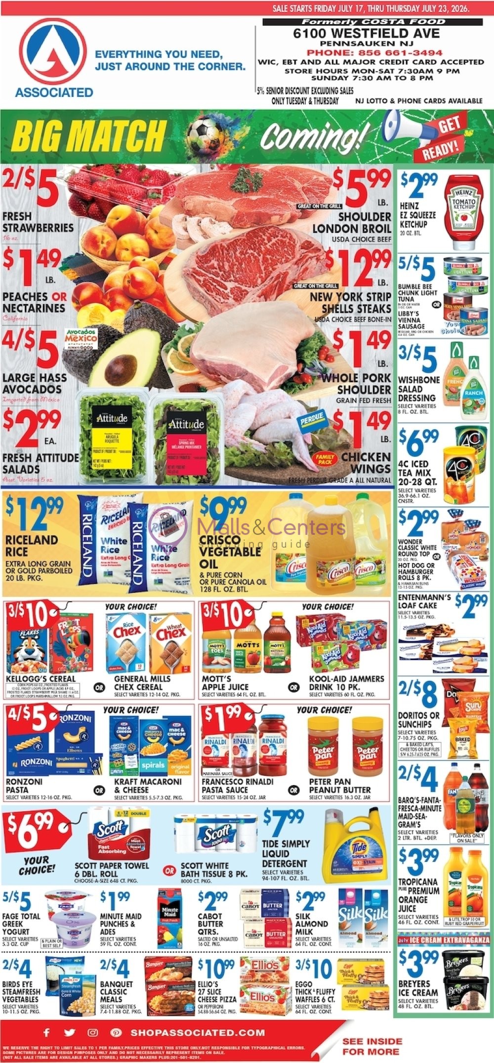 Weekly ad for Associated Supermarkets valid: 07/17/2026 - 07/21/2026, page 1
