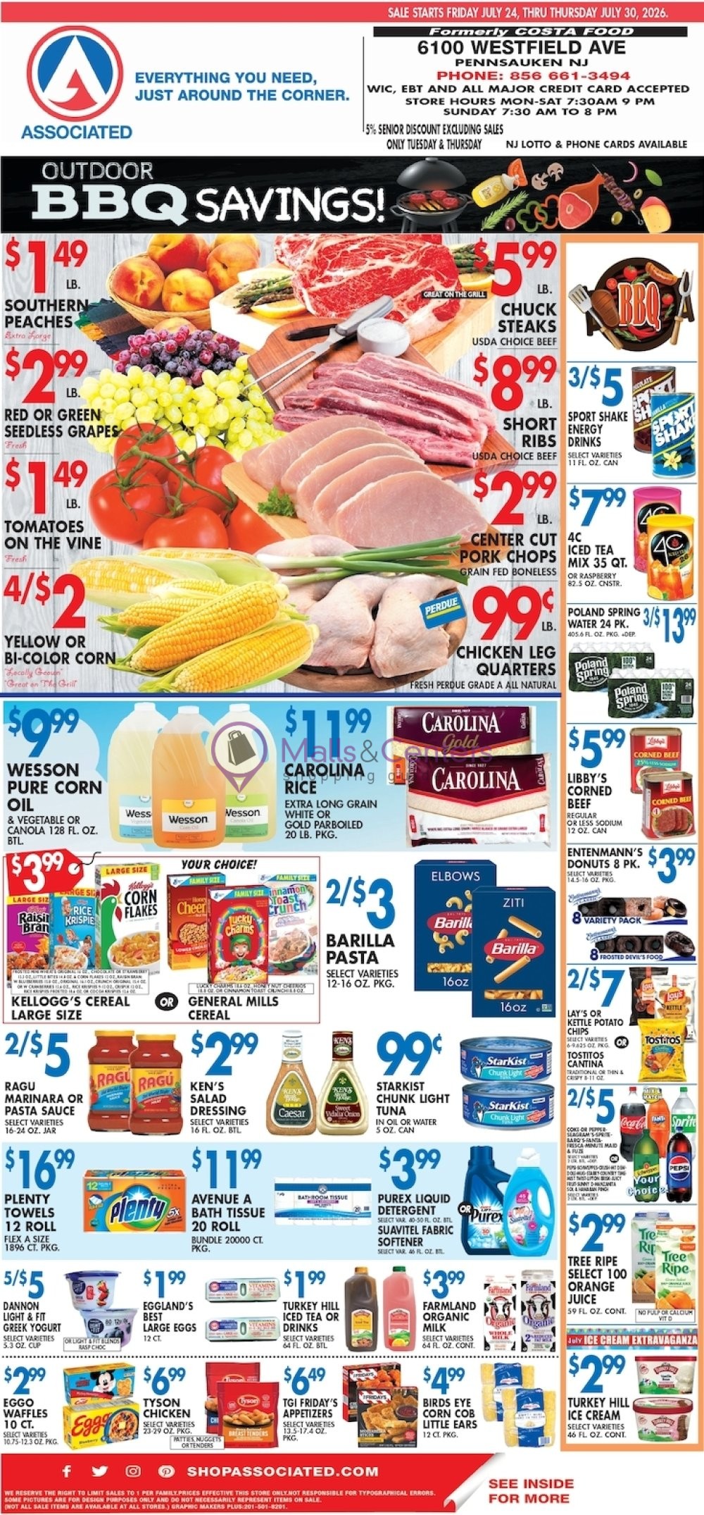 Weekly ad for Associated Supermarkets valid: 07/23/2026 - 07/29/2026, page 1