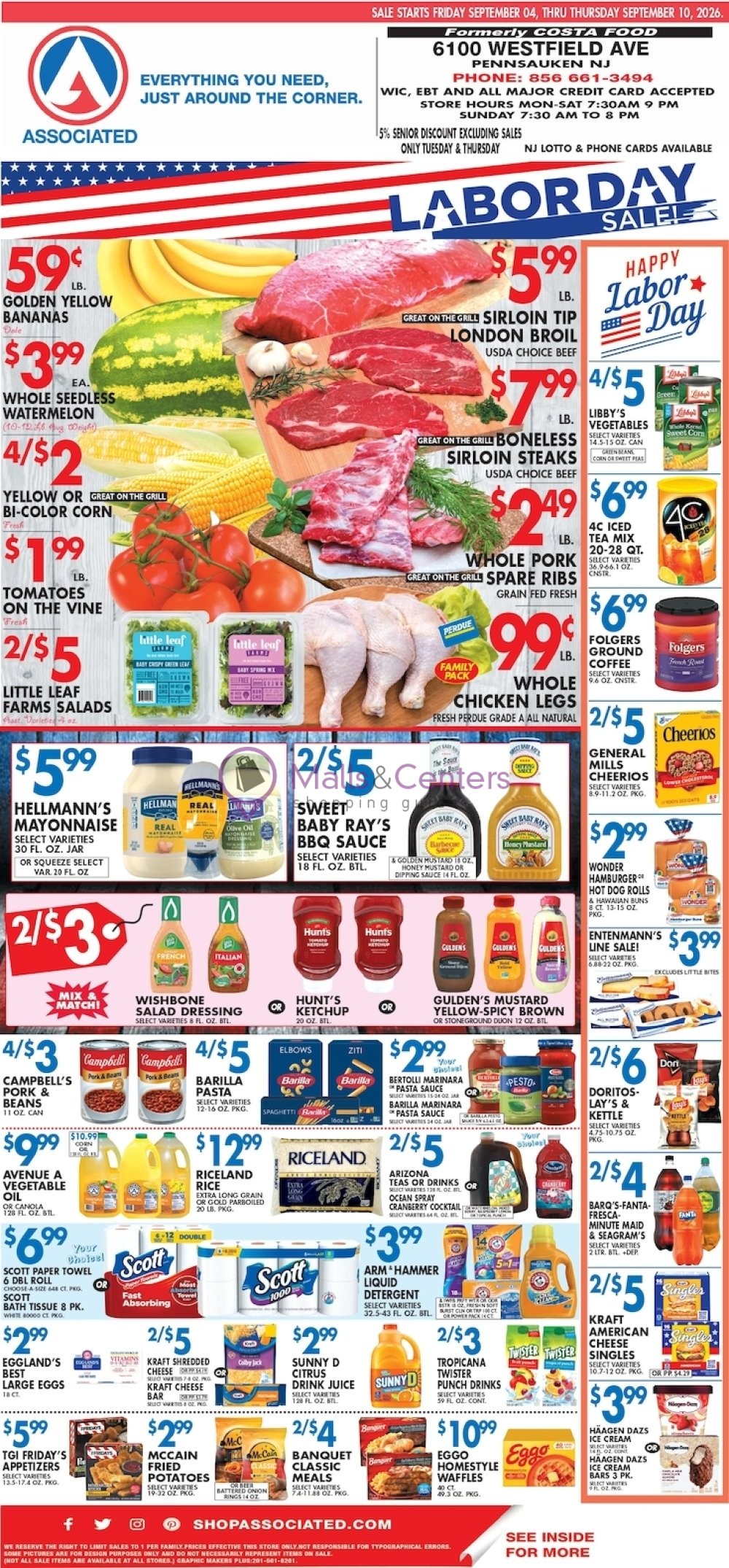 Weekly ad for Associated Supermarkets valid: 09/04/2026 - 09/10/2026, page 1