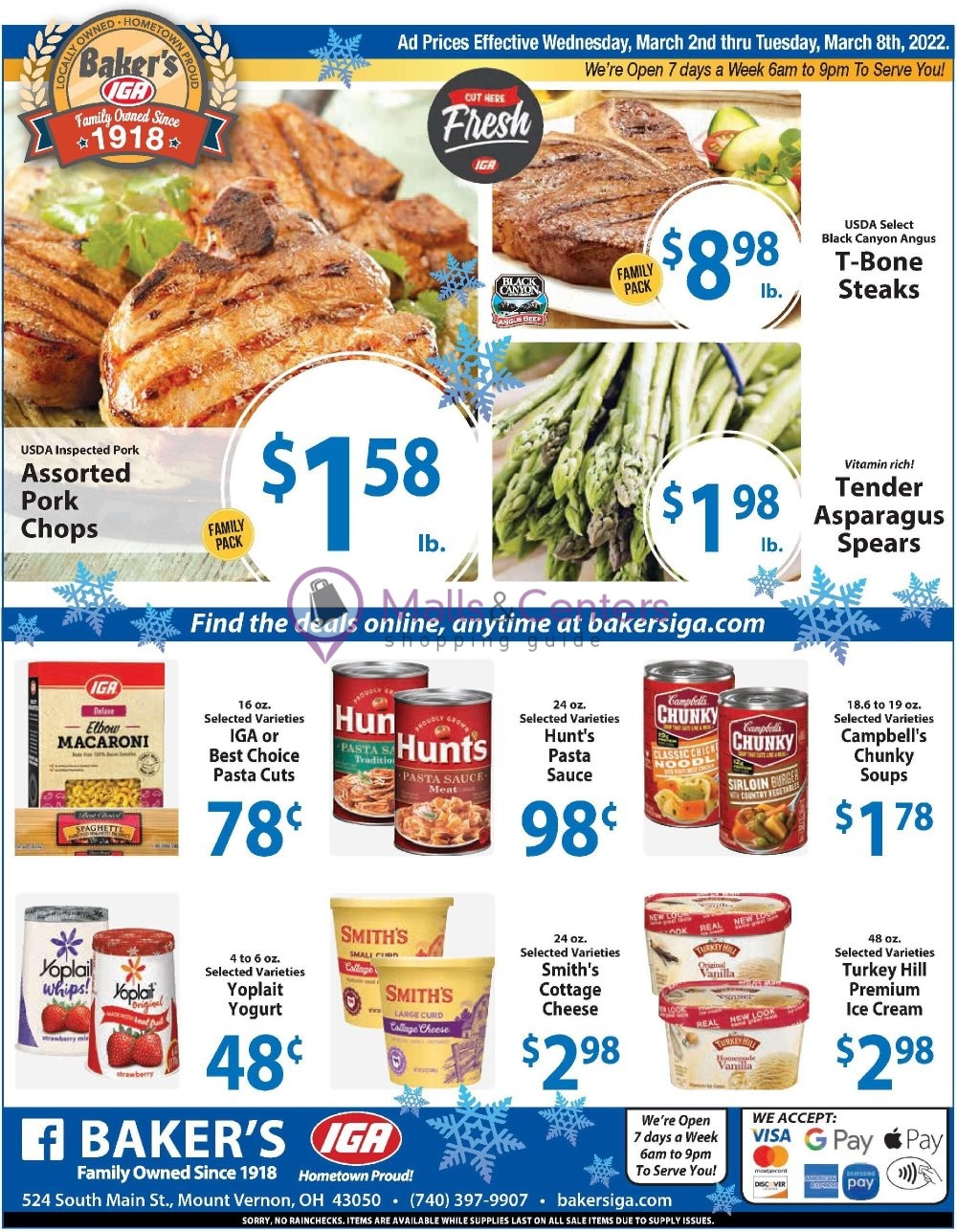 Baker's IGA Weekly ad valid from 03/02/2022 to 03/08/2022 MallsCenters