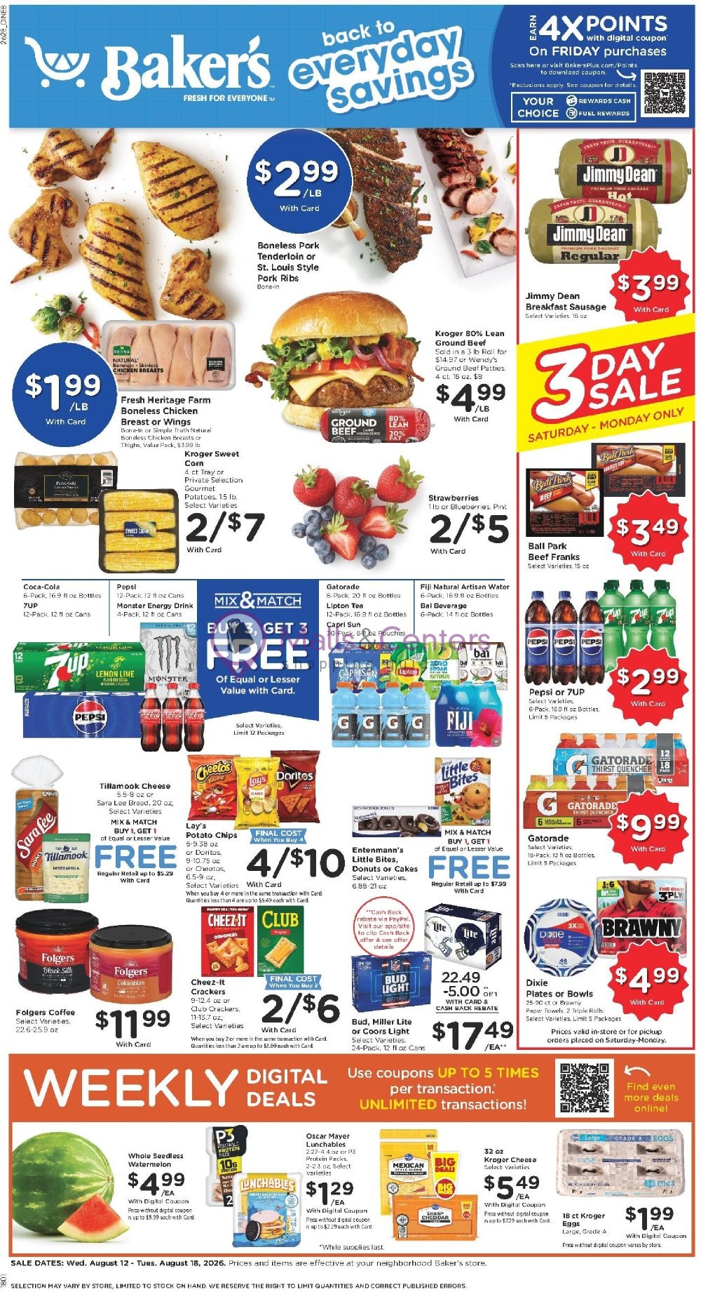 First page of weekly ad for Baker's valid: 08/12/2026 - 08/18/2026