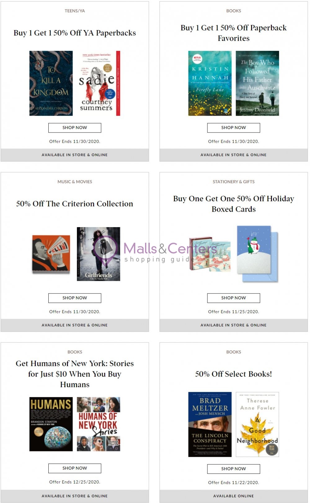 Barnes & Noble Weekly ad valid from 11/18/2020 to 11/24/2020 MallsCenters