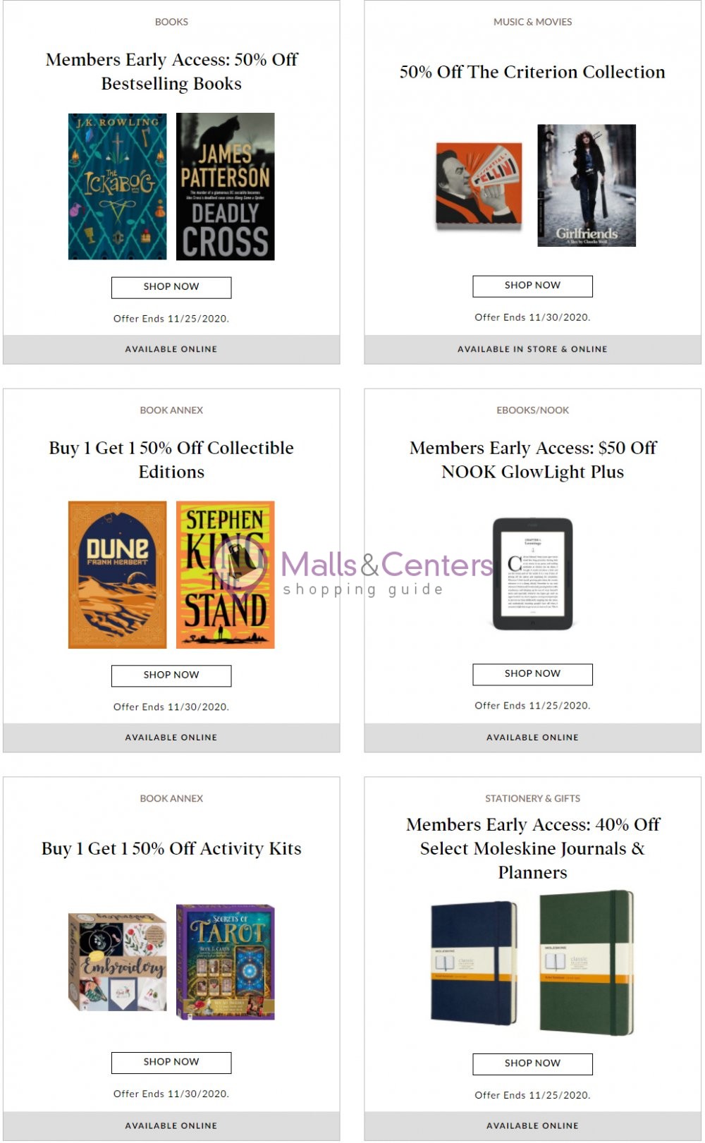 Barnes & Noble Weekly ad valid from 11/25/2020 to 12/01/2020 MallsCenters