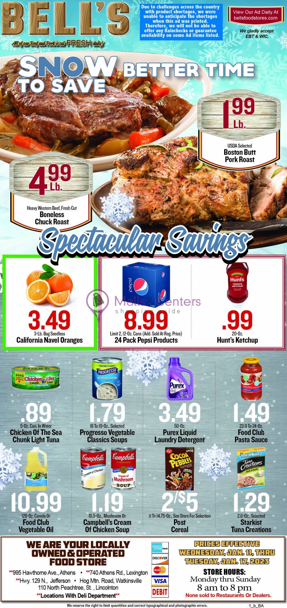 Bell's Food Stores Weekly ad valid from 01/11/2023 to 01/17/2023
