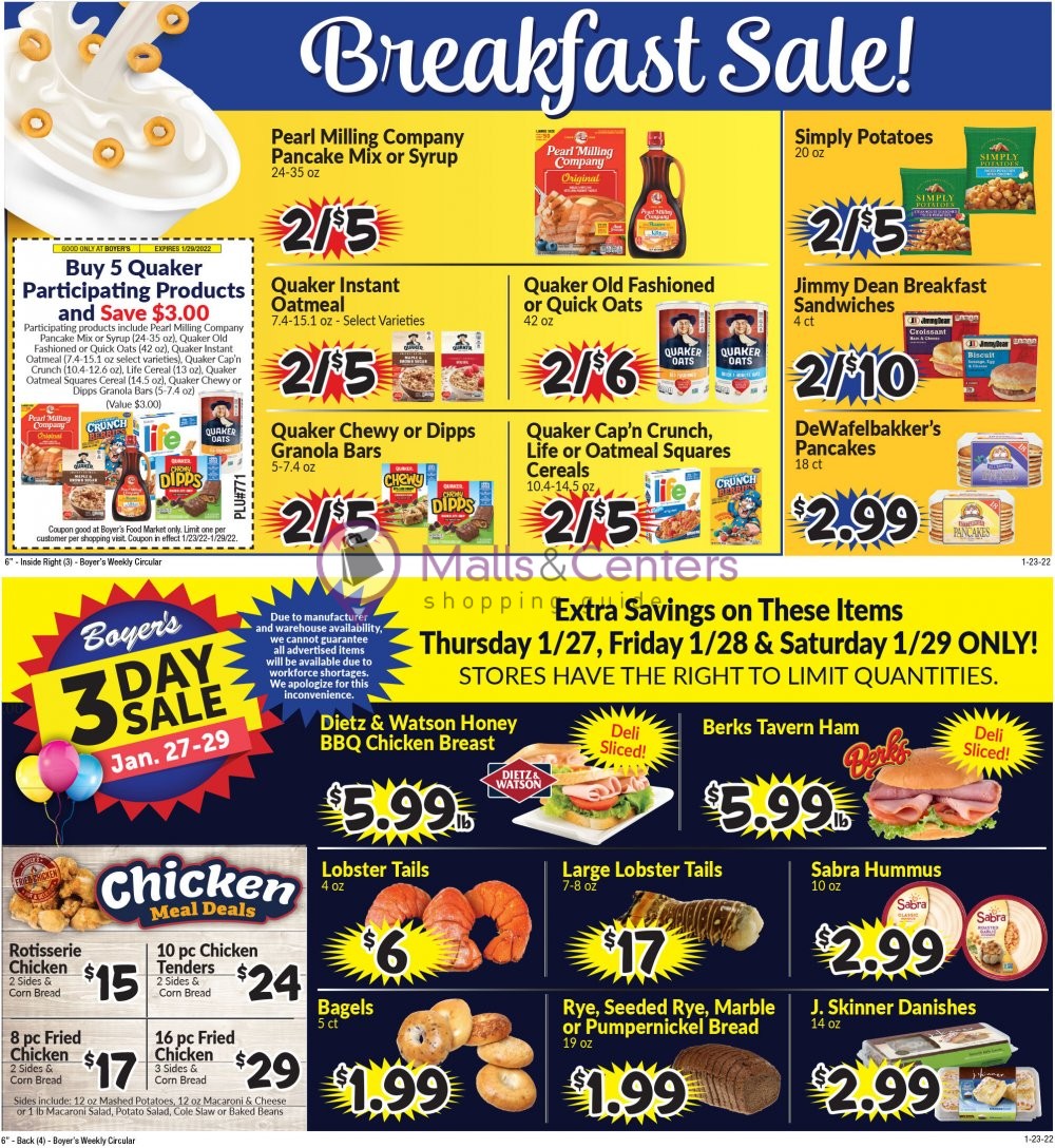 Boyer's Food Markets Weekly ad valid from 01/23/2022 to 01/29/2022