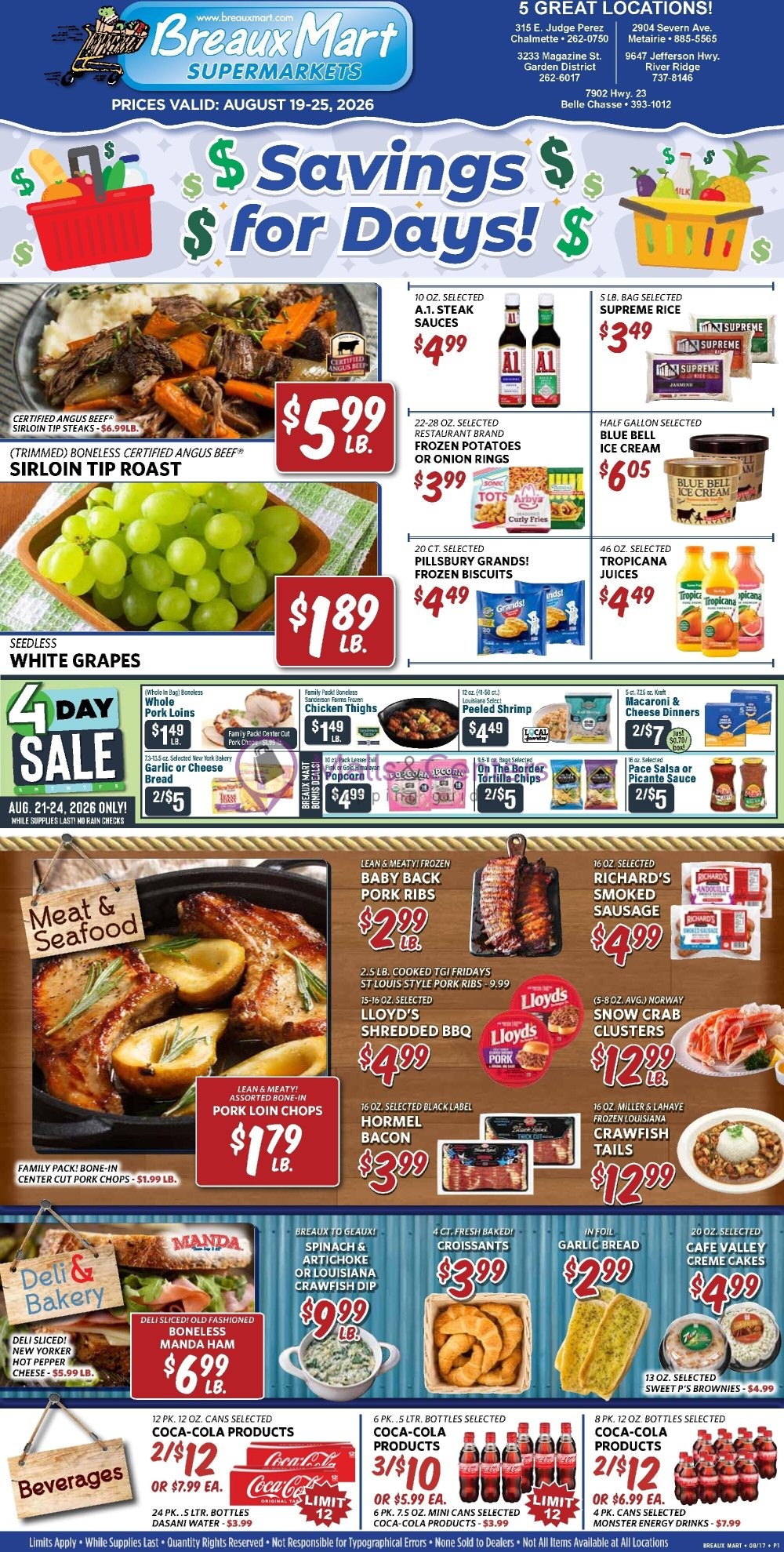 Weekly ad for Breaux Mart valid: 08/19/2026 - 08/25/2026, page 1