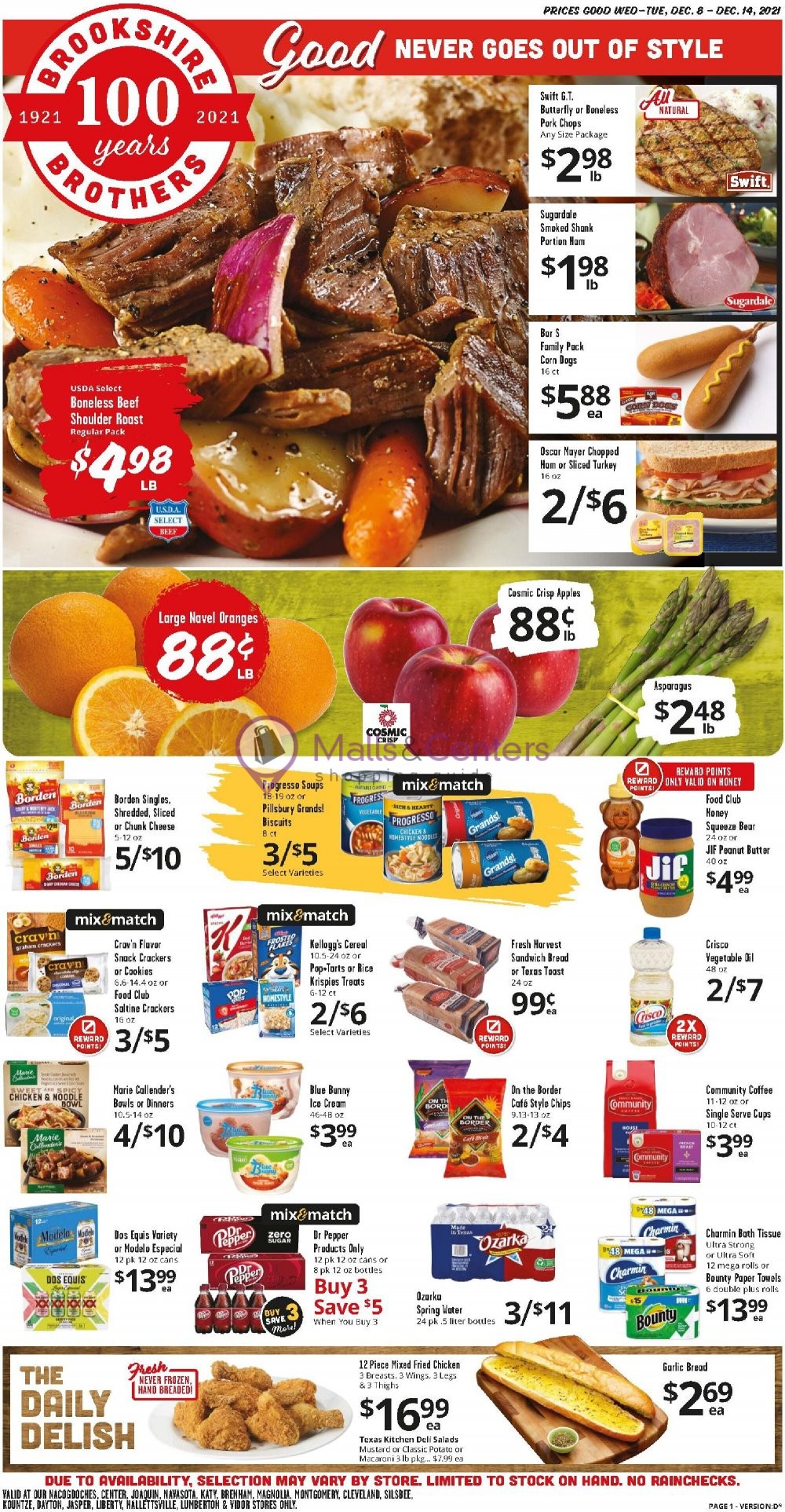Brookshire Brothers Weekly ad valid from 12/08/2021 to 12/14/2021