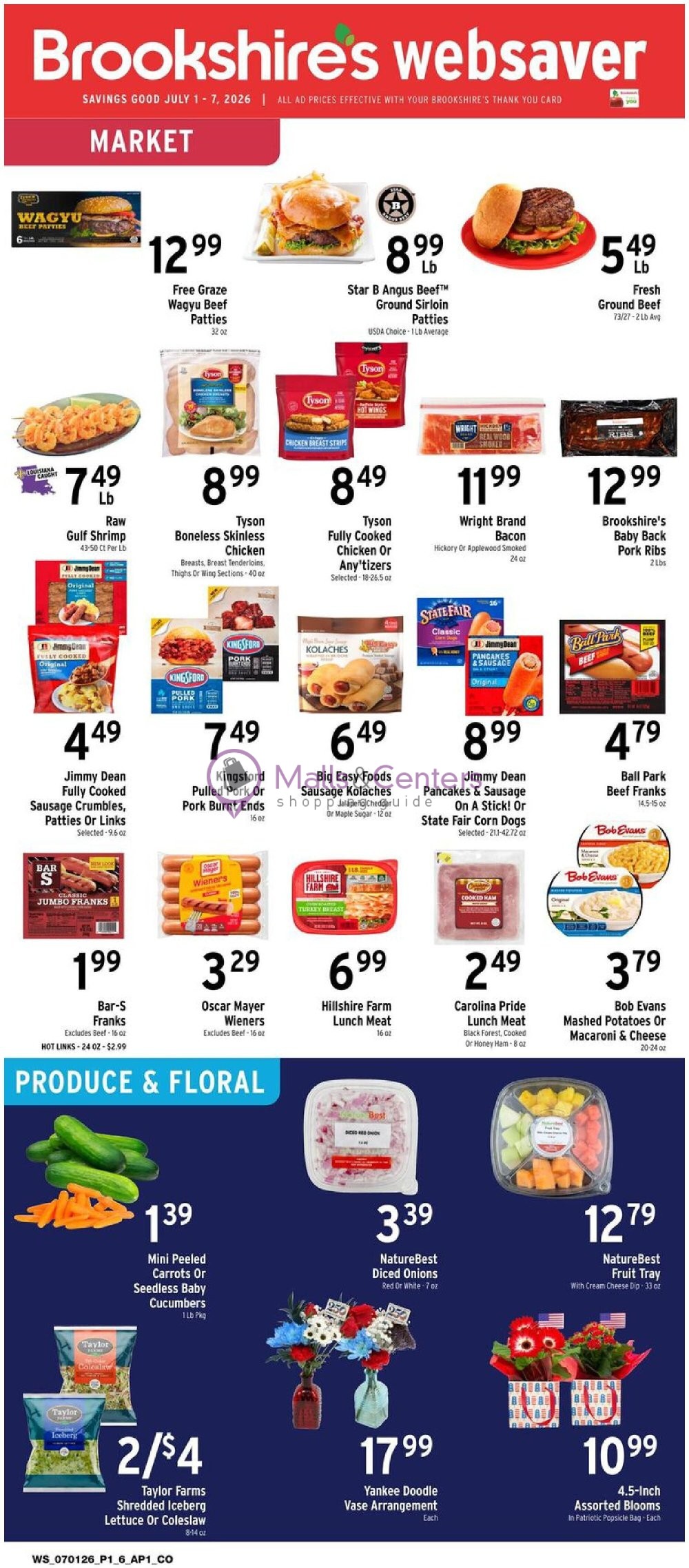 Weekly ad for Brookshire's Food & Pharmacy valid: 07/01/2026 - 07/07/2026, page 1