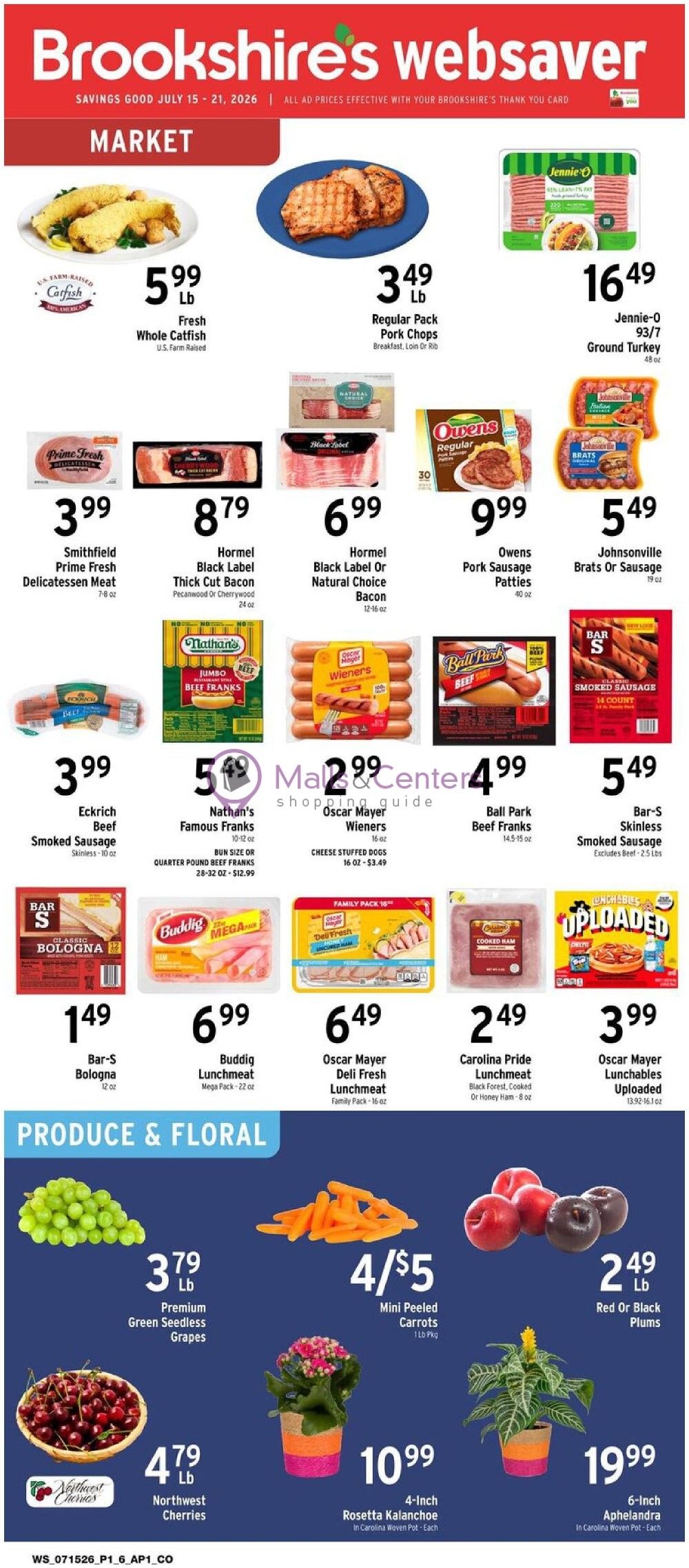 Weekly ad for Brookshire's Food & Pharmacy valid: 07/15/2026 - 07/21/2026, page 1
