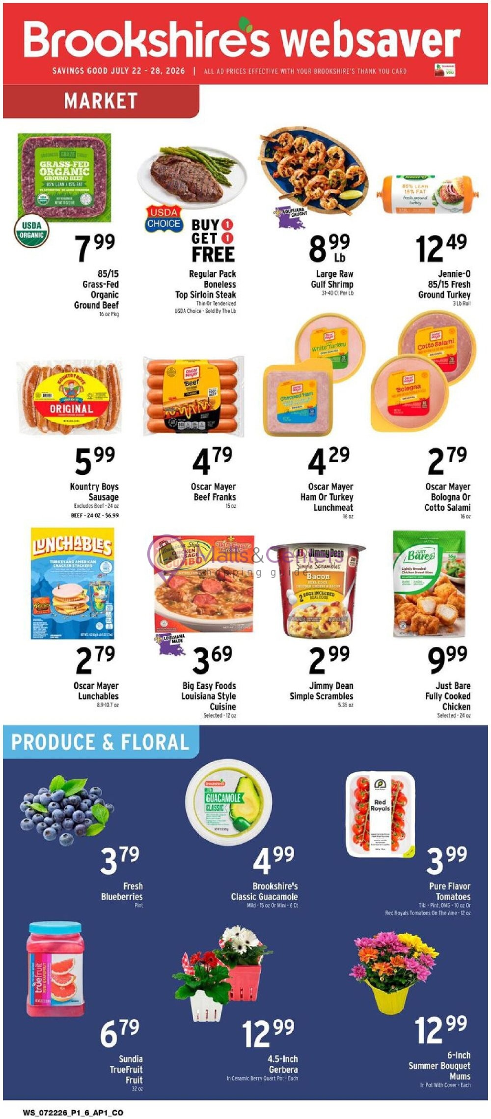 Weekly ad for Brookshire's Food & Pharmacy valid: 07/22/2026 - 07/28/2026, page 1