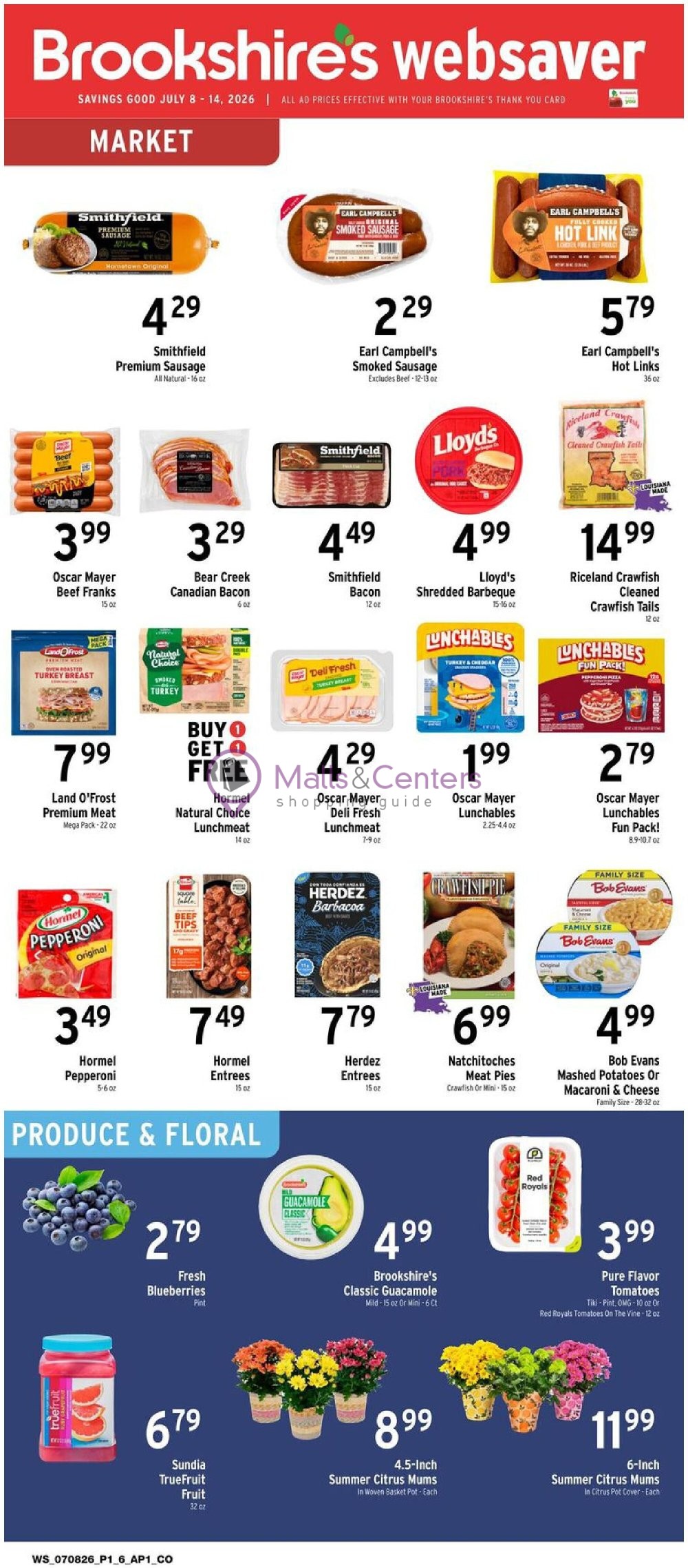 Weekly ad for Brookshire's Food & Pharmacy valid: 07/08/2026 - 07/14/2026, page 1