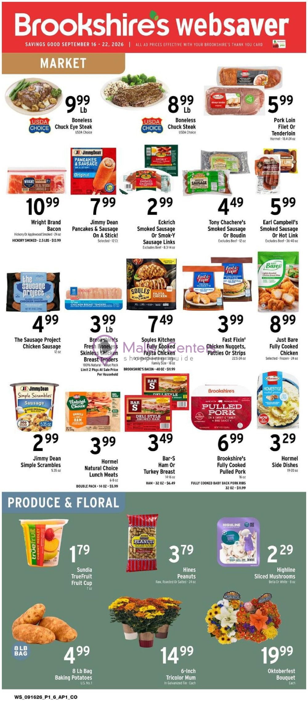 Weekly ad for Brookshire's Food & Pharmacy valid: 09/16/2026 - 09/22/2026, page 1