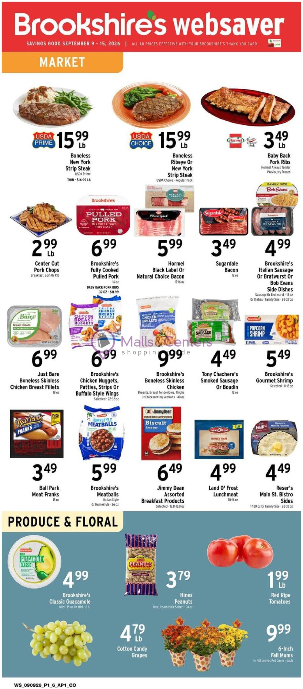 First page of weekly ad for Brookshire's Food & Pharmacy valid: 09/09/2026 - 09/15/2026