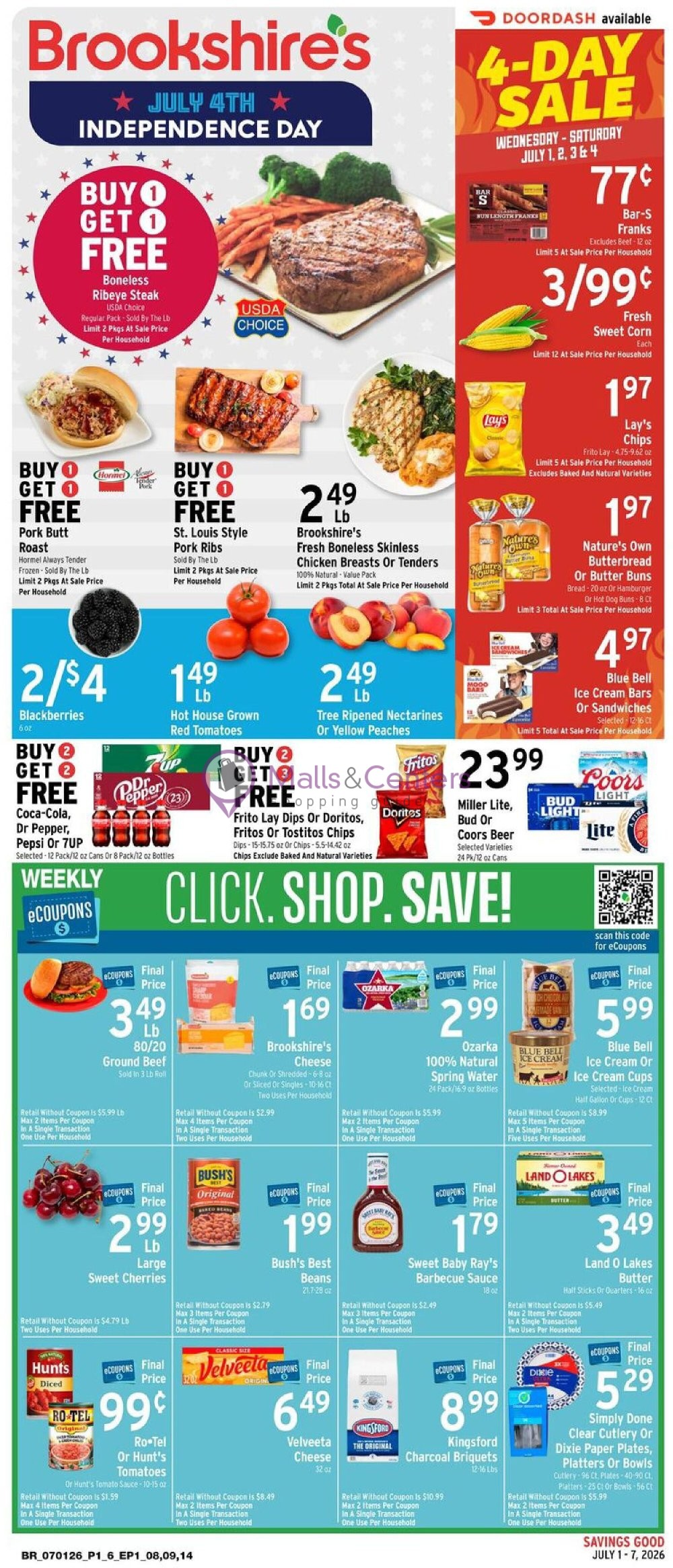 Weekly ad for Brookshire's Food & Pharmacy valid: 07/01/2026 - 07/07/2026, page 1