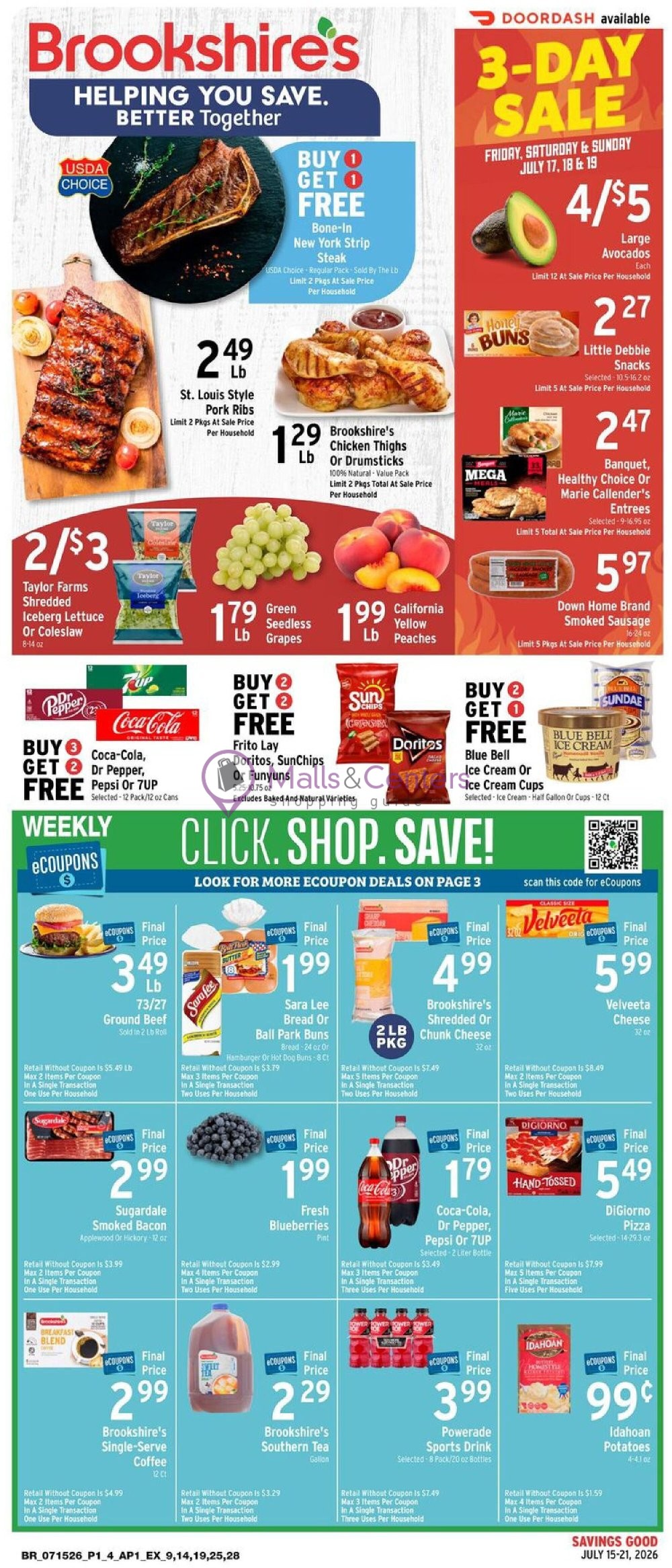 Weekly ad for Brookshire's Food & Pharmacy valid: 07/15/2026 - 07/21/2026, page 1
