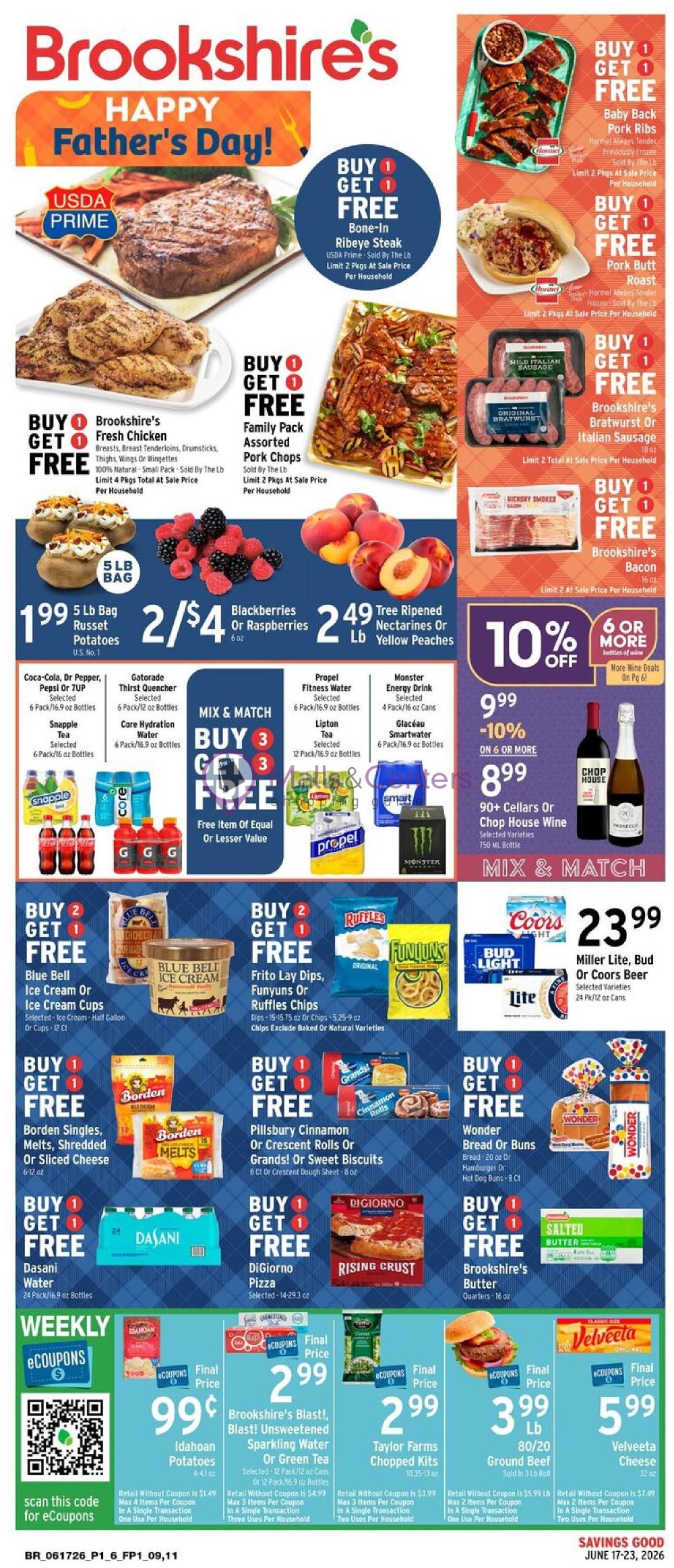Weekly ad for Brookshire's Food & Pharmacy valid: 06/17/2026 - 06/23/2026, page 1