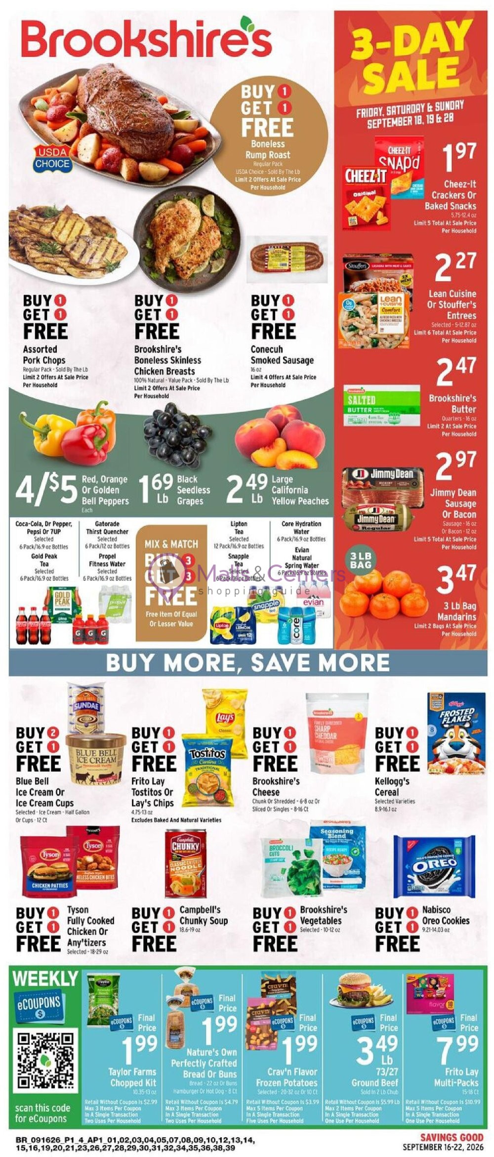 Weekly ad for Brookshire's Food & Pharmacy valid: 09/16/2026 - 09/22/2026, page 1