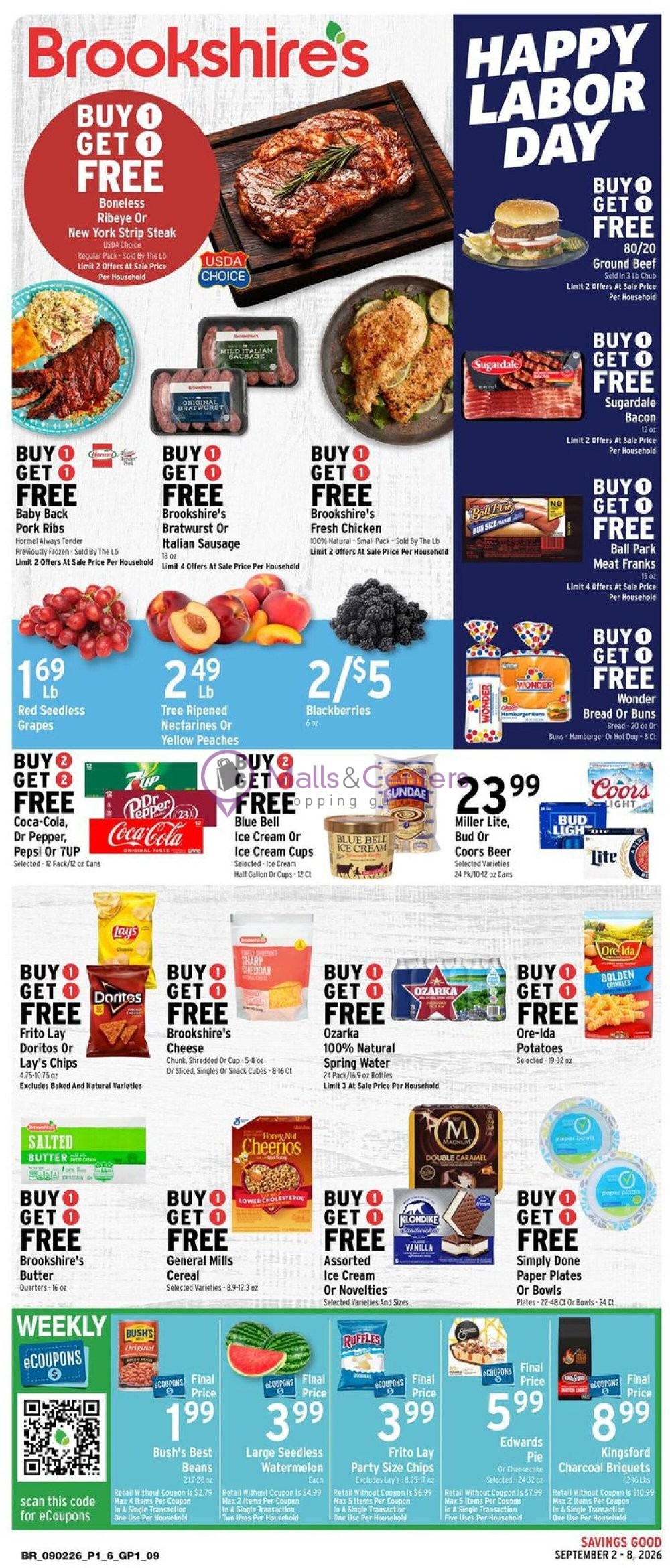 Weekly ad for Brookshire's Food & Pharmacy valid: 09/02/2026 - 09/08/2026, page 1
