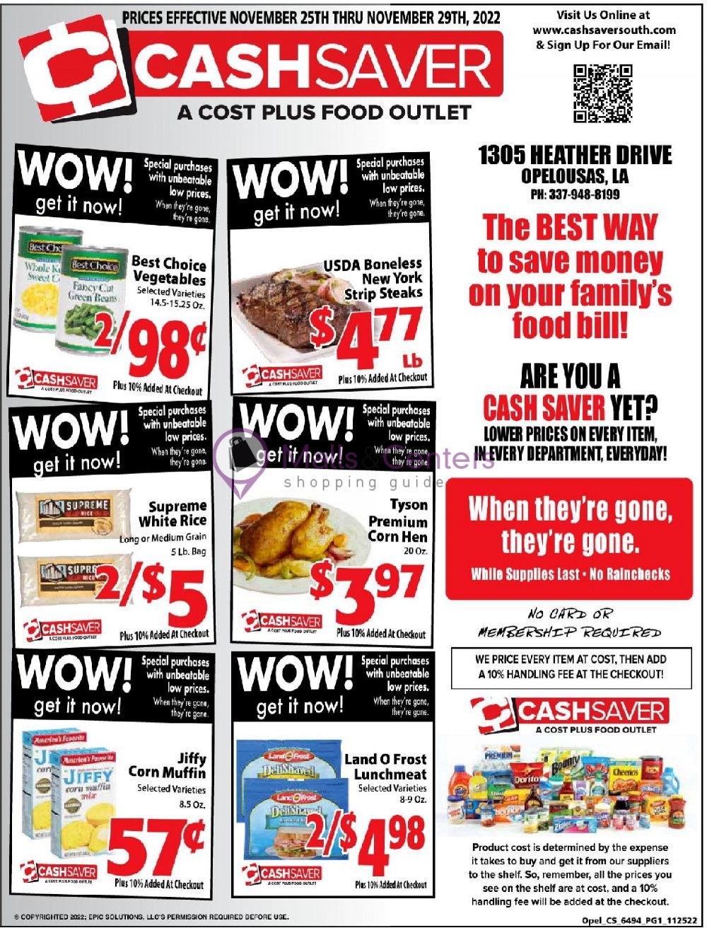 Cash Saver South Weekly ad valid from 11/25/2022 to 11/29/2022