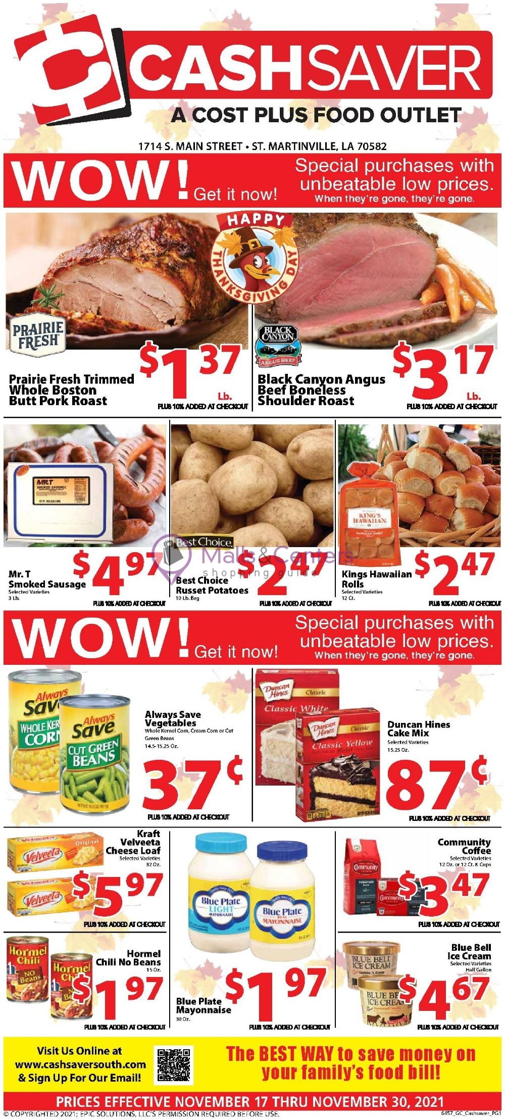 Cash Saver South Weekly ad valid from 11/17/2021 to 11/30/2021
