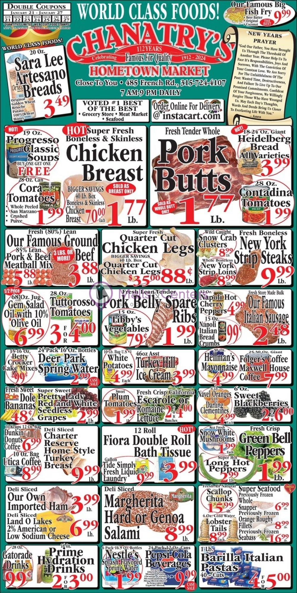 Chanatry's Weekly Ad, from Sun, 1/21/2024 sales & flyers specials