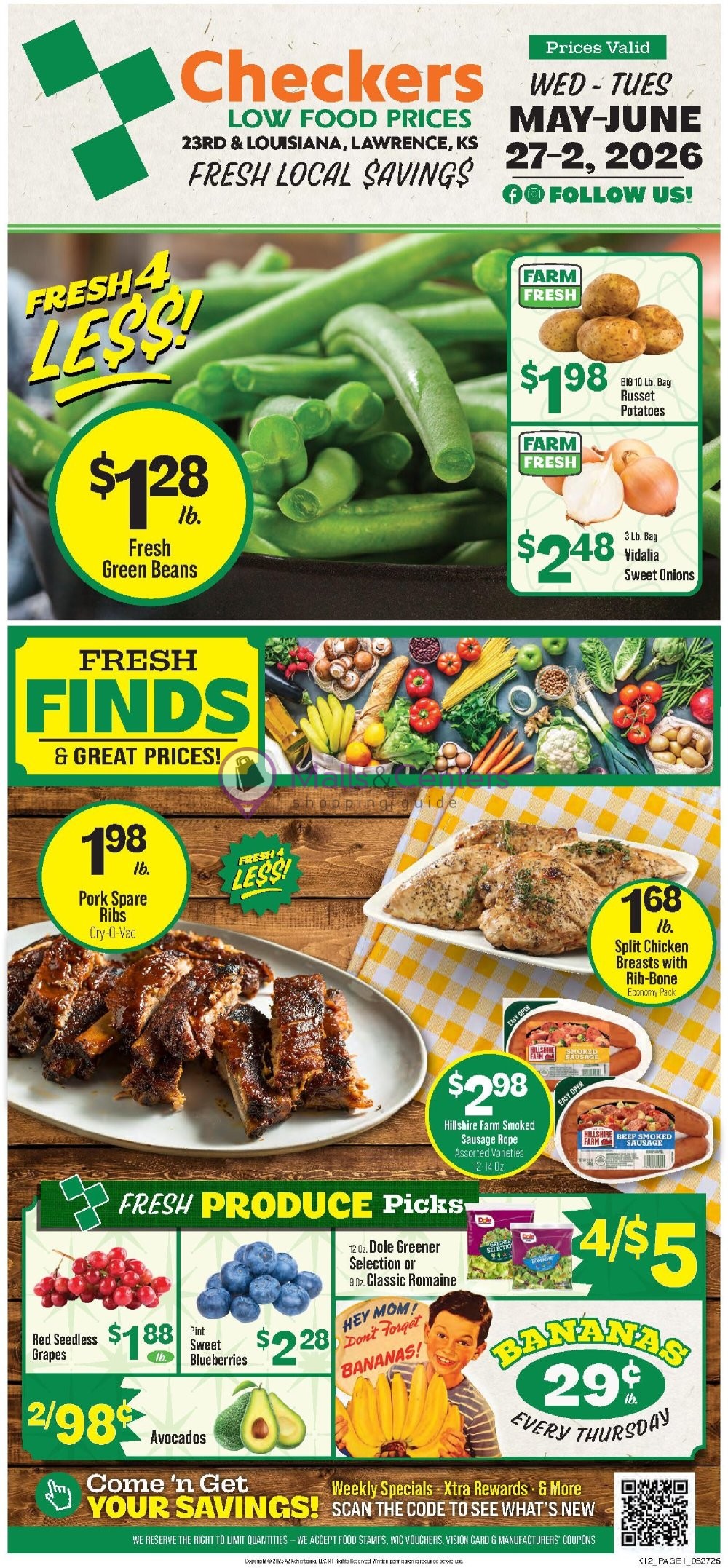 Weekly ad for Checkers Foods valid: 05/27/2026 - 06/02/2026, page 1