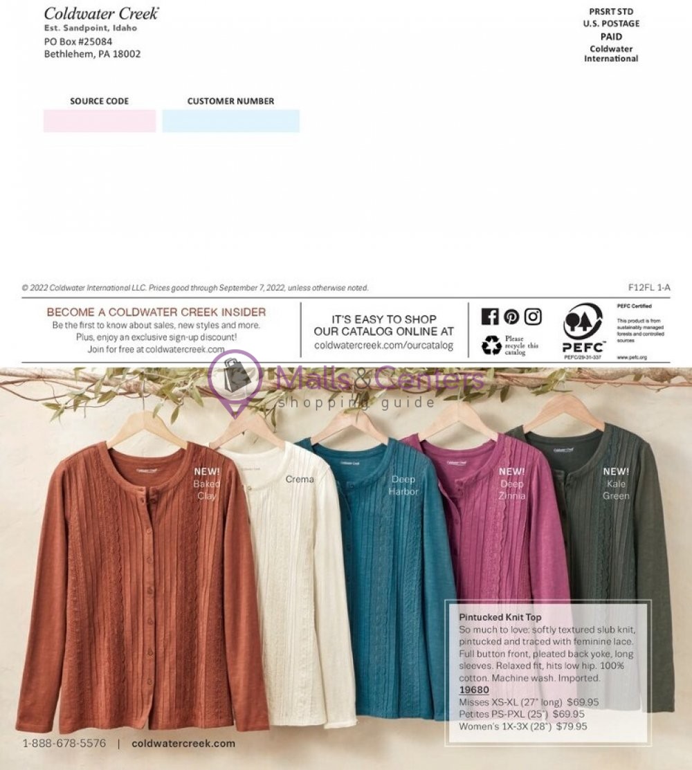 Coldwater Creek Weekly Ad sales & flyers specials MallsCenters