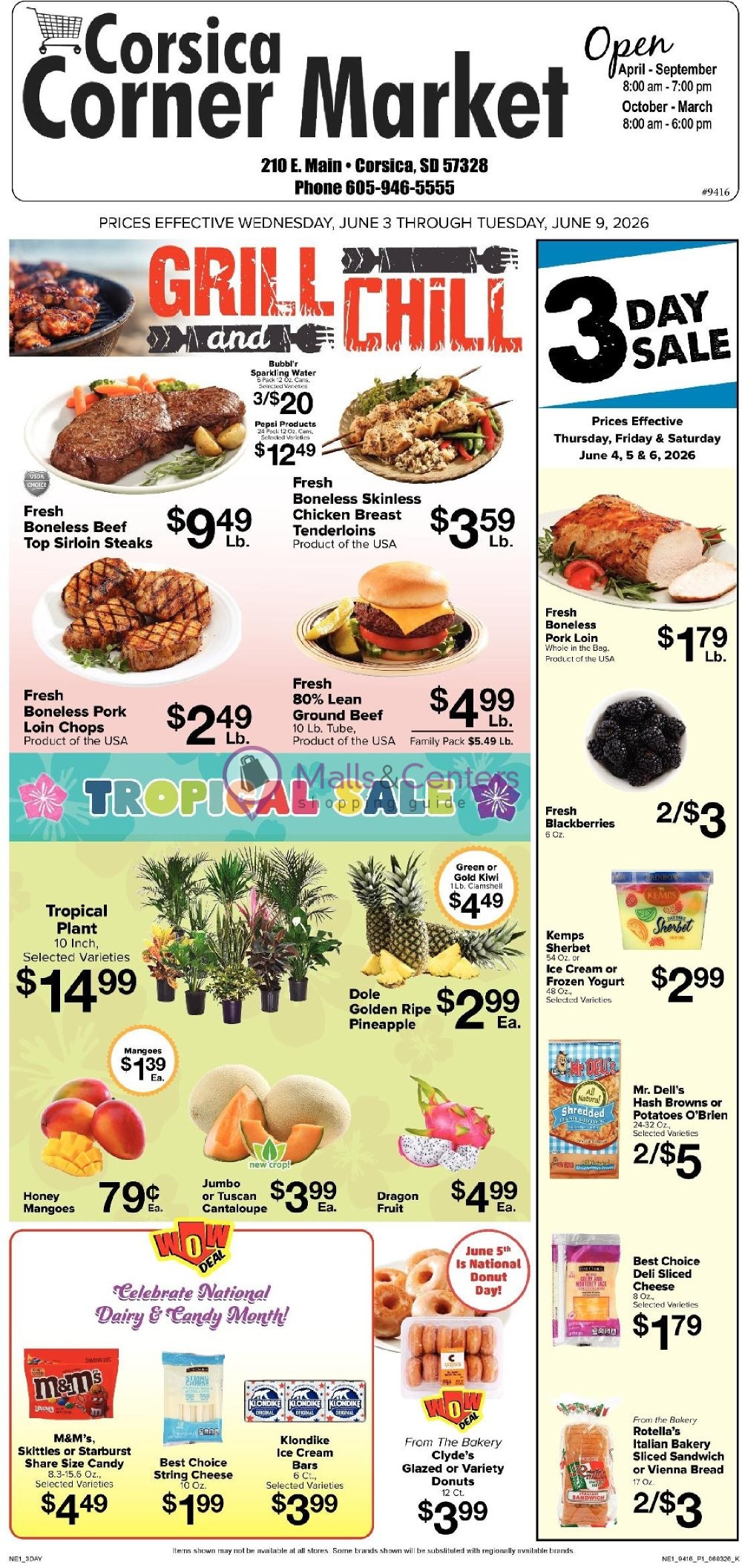 Weekly ad for Corsica Corner Market valid: 06/03/2026 - 06/09/2026, page 1