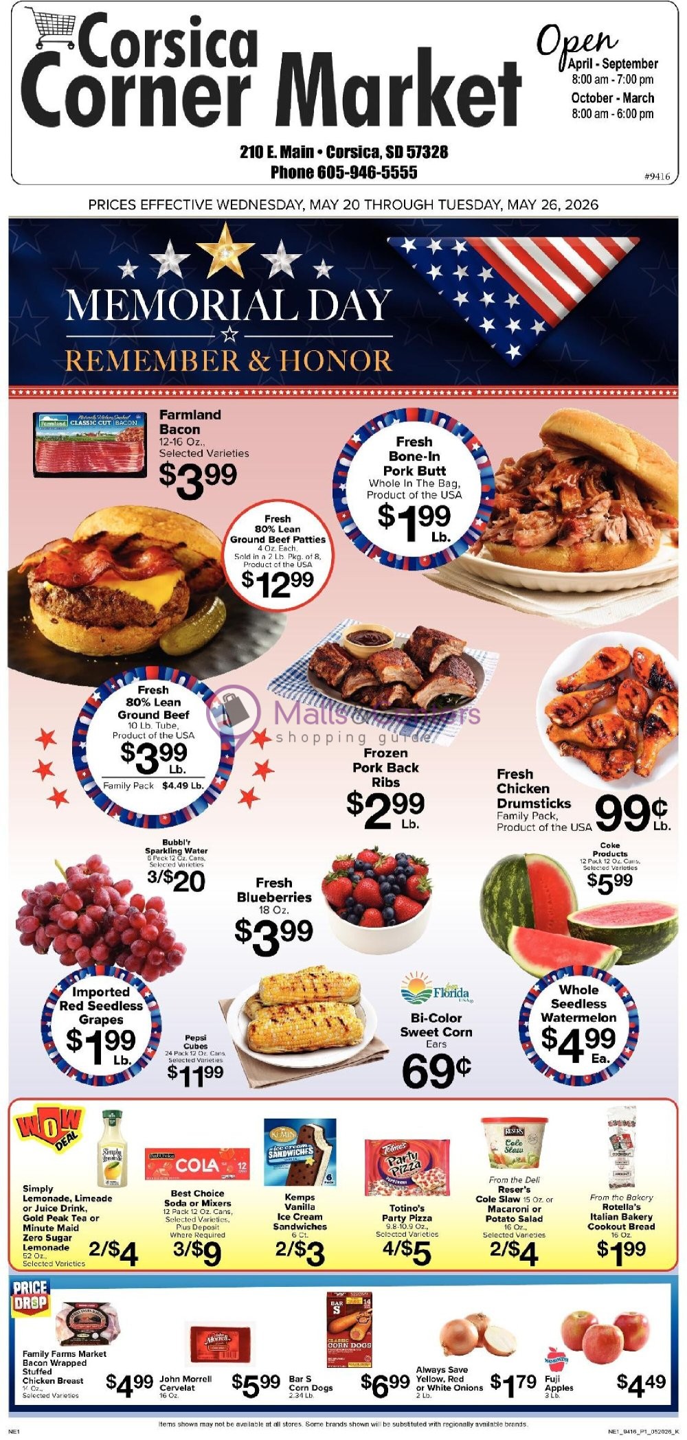 Weekly ad for Corsica Corner Market valid: 05/20/2026 - 05/26/2026, page 1