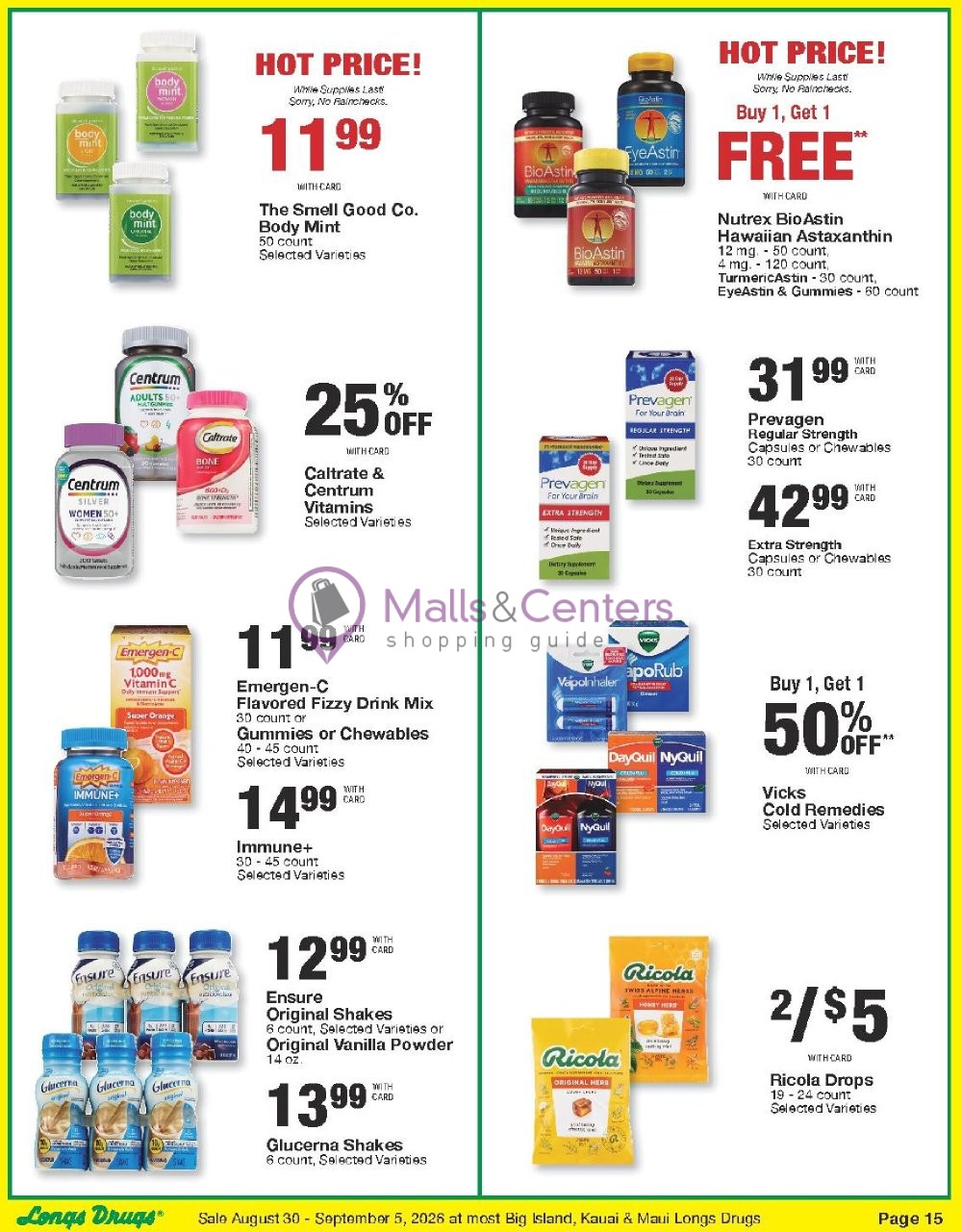 Weekly ad for CVS Pharmacy valid: 08/30/2026 - 09/06/2026, page 15